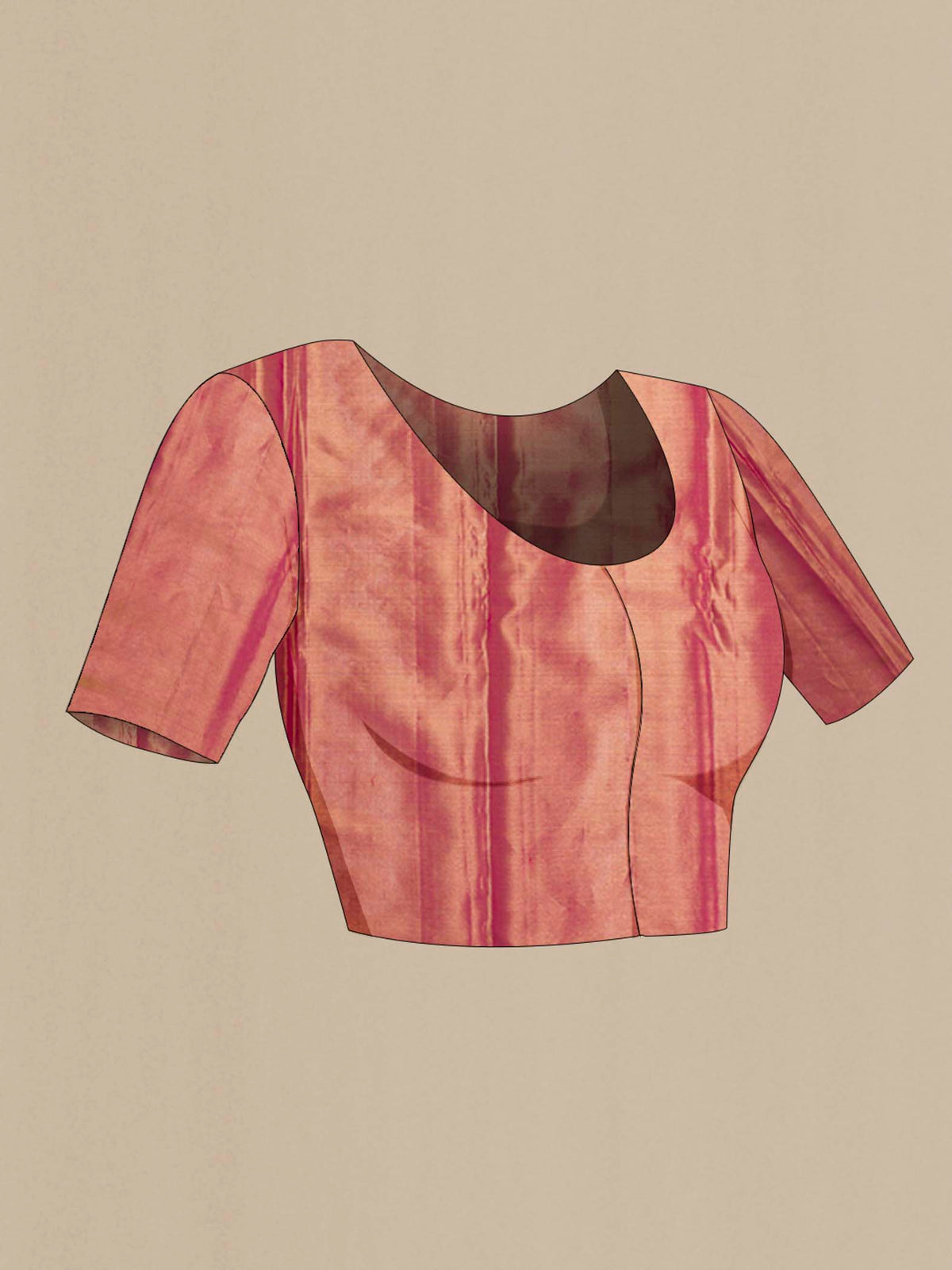 Close up image of the blouse of Golden Kanchipuram Tissue Silk Saree with Zari Brocade on the body and Zari Border