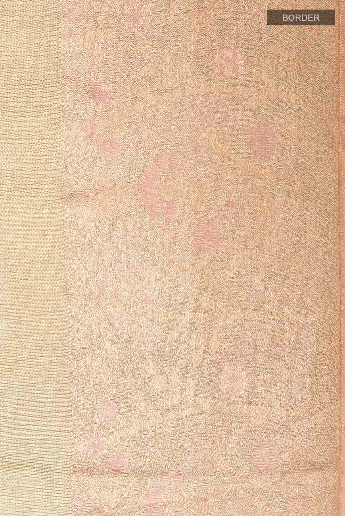 Border image of Golden Kanchipuram Tissue Silk Saree with Zari Brocade on the body and Zari Border