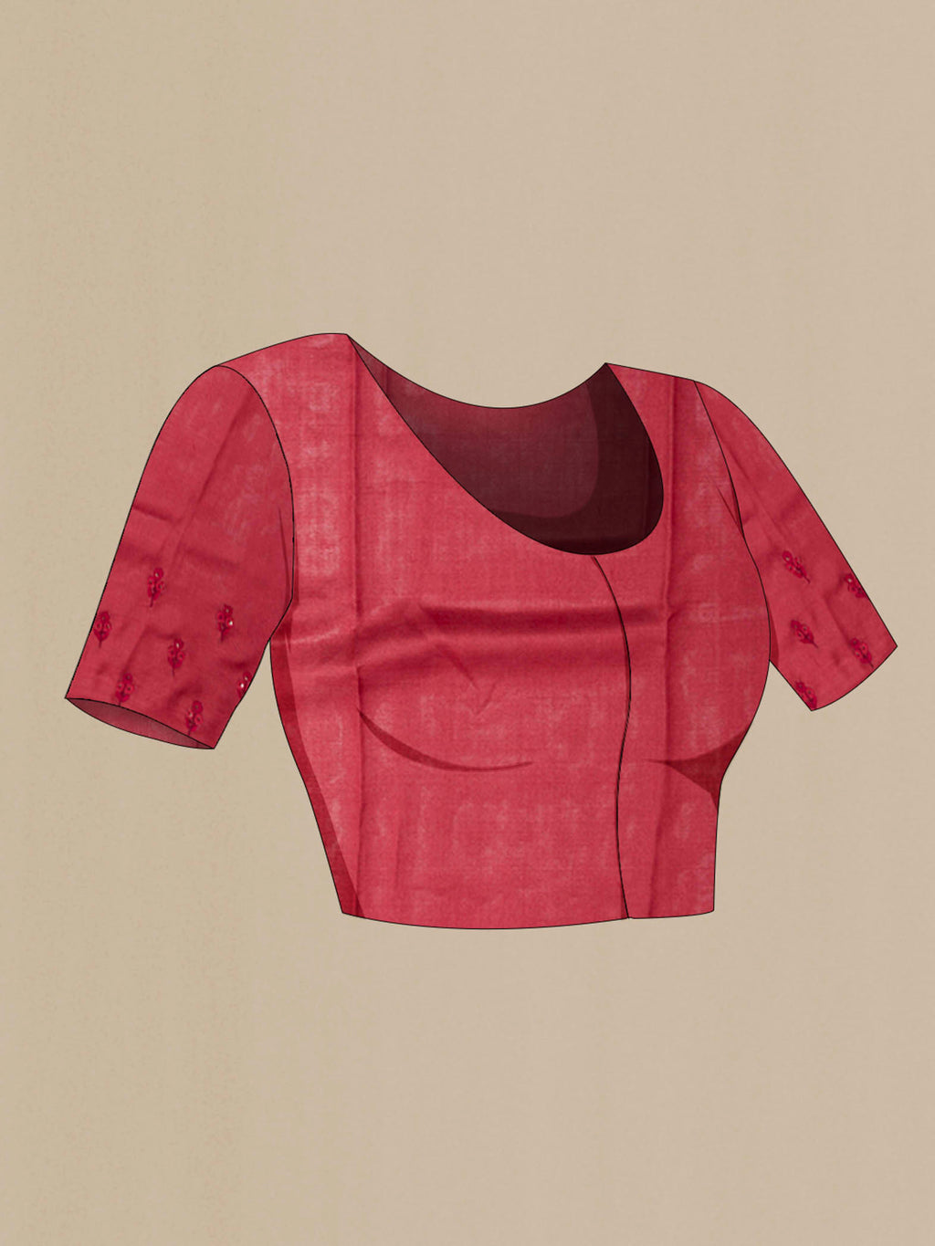 Close up image of the blouse of Grey Tussar Saree with Printed design on the body and Thread Border
