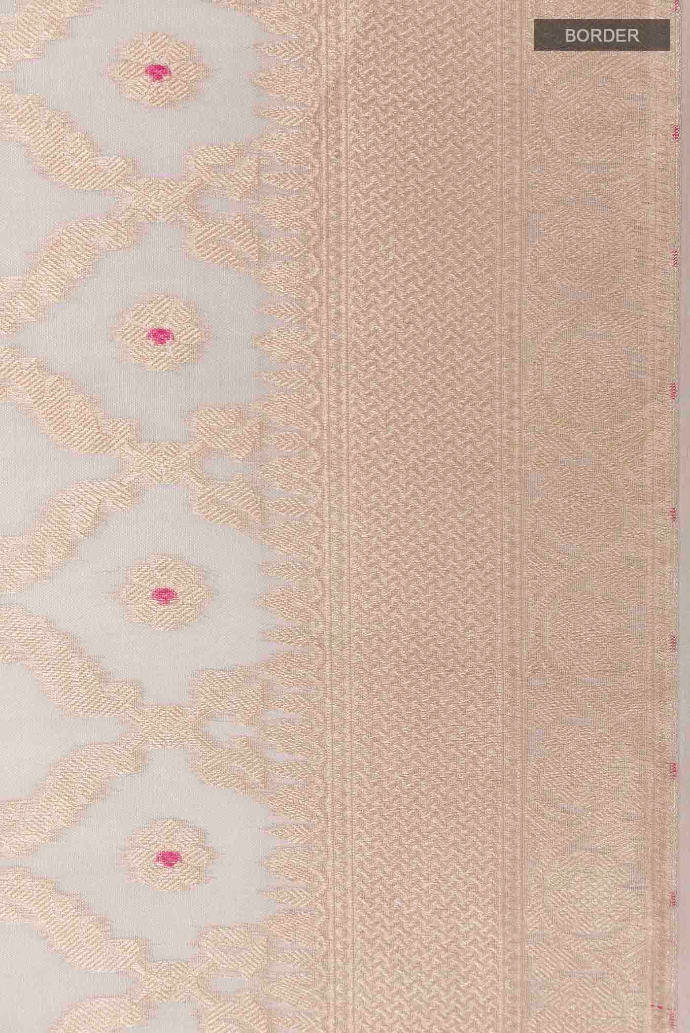 Border image of Beige Organza Silk Saree with Zari Brocade on the body and Zari Border