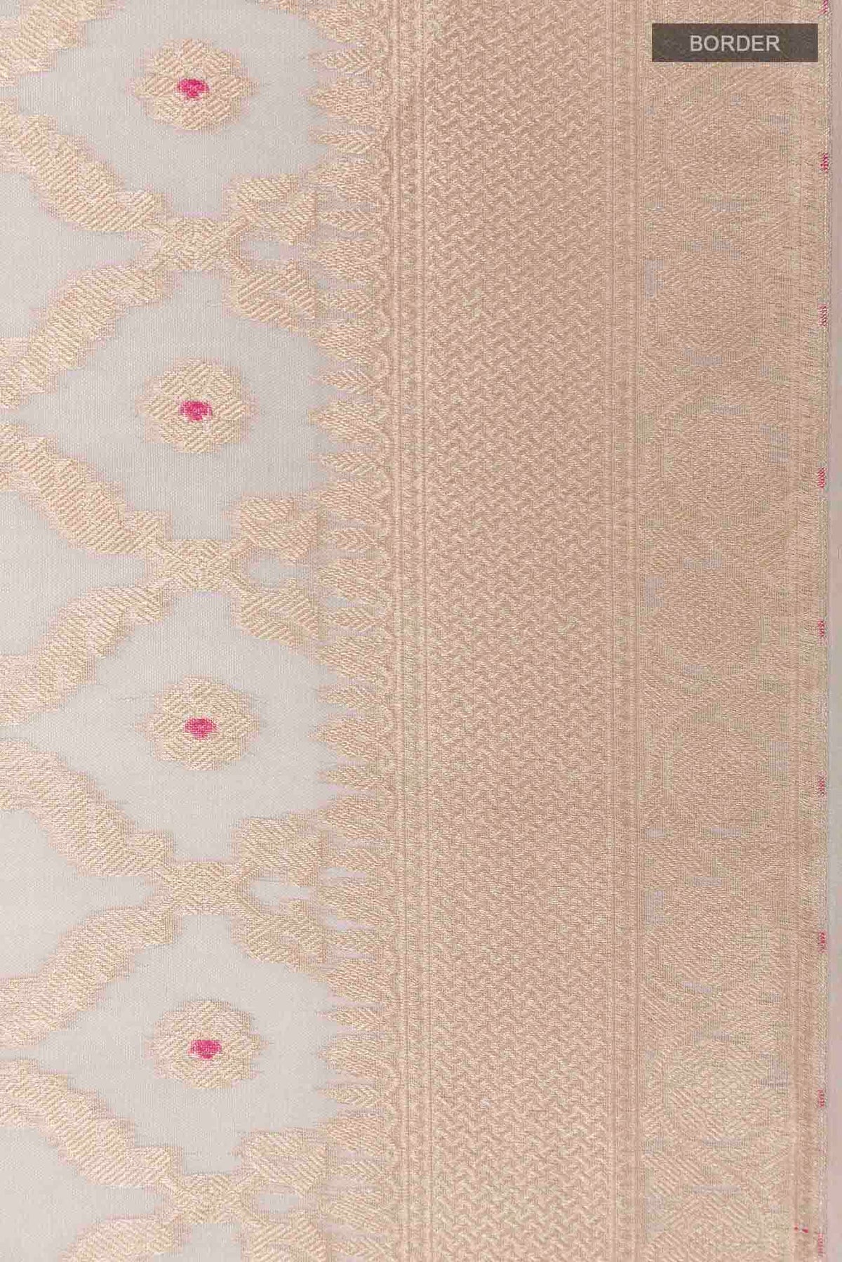 Border image of Beige Organza Silk Saree with Zari Brocade on the body and Zari Border