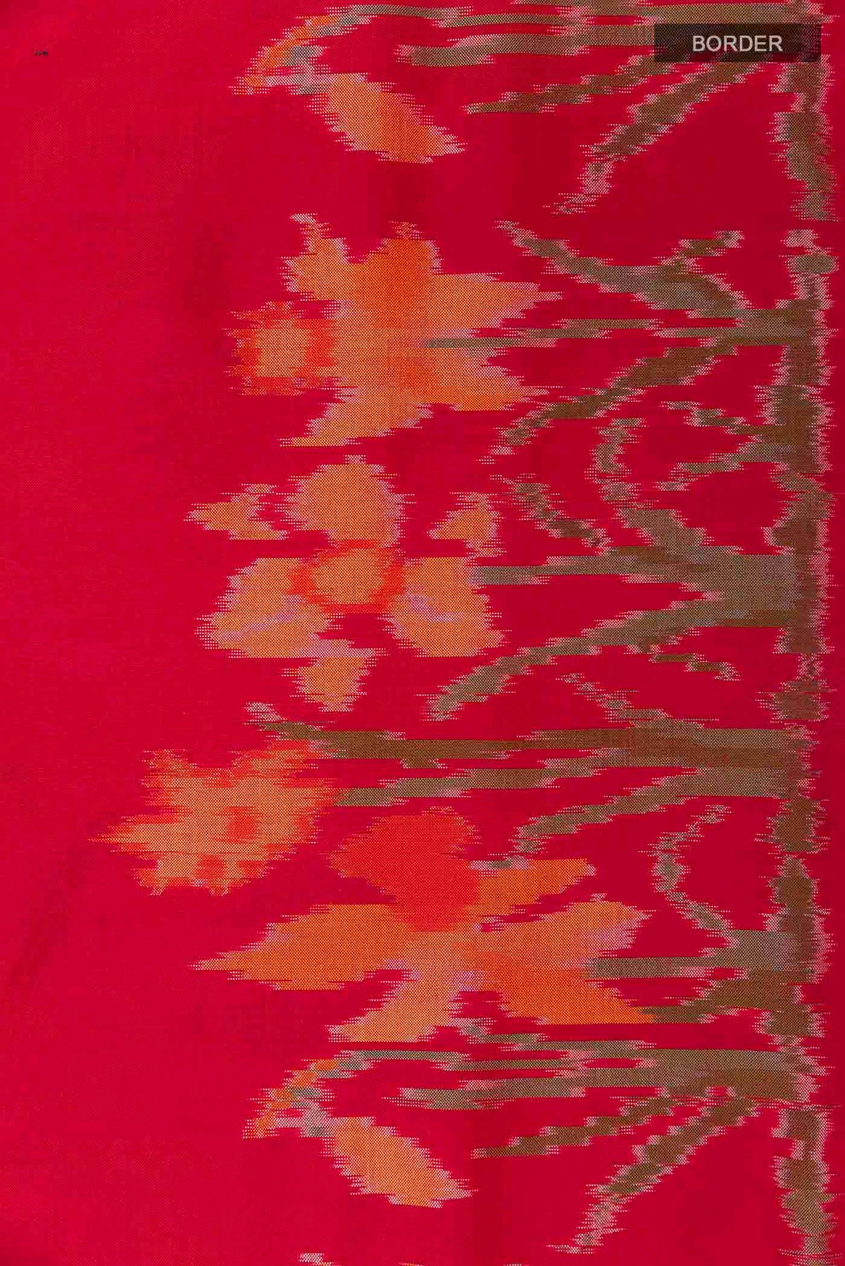Border image of Red Pochampally Silk Saree with Plain Body and Ikat Border