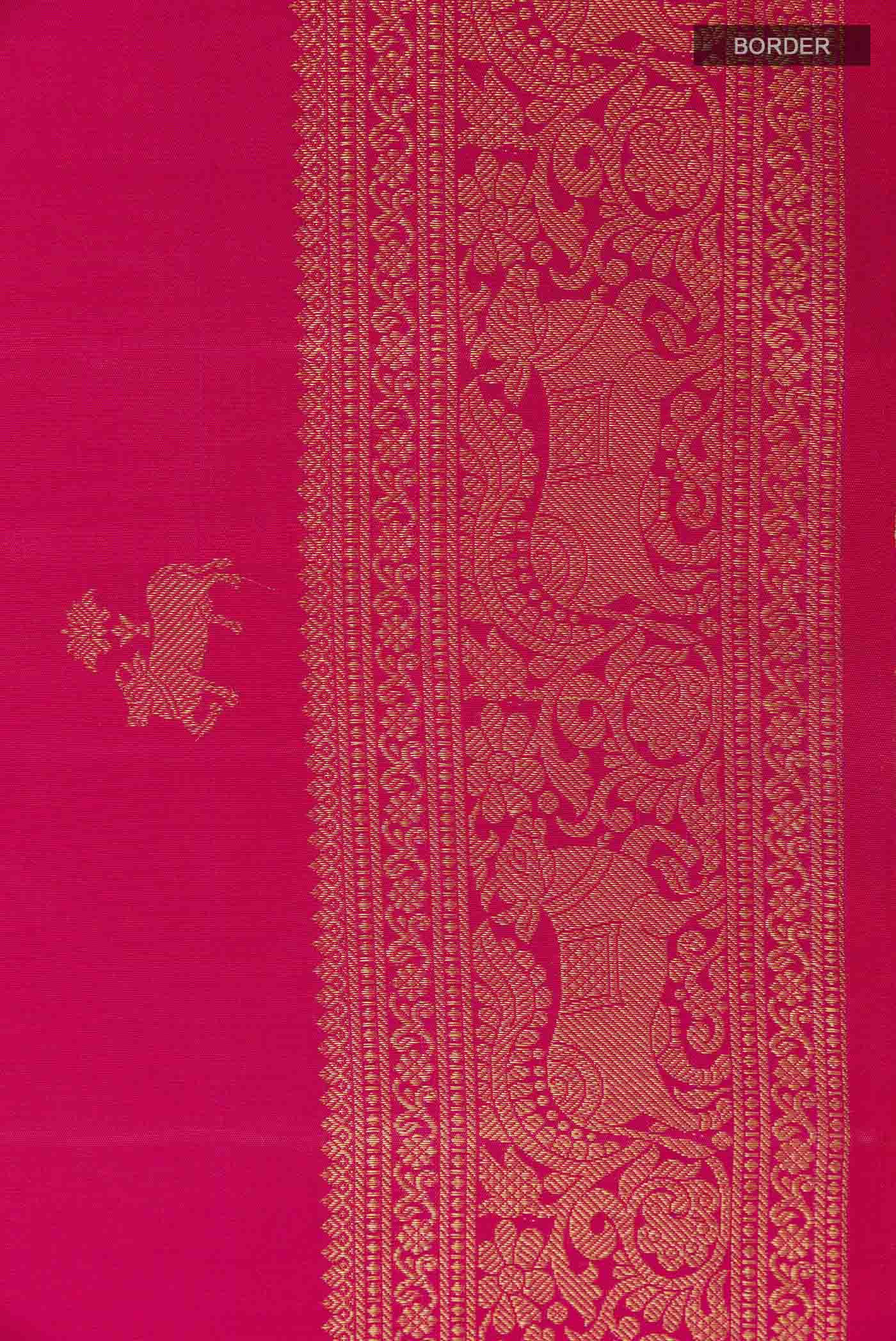 Border image of Pure Silk Pure Zari Pink Dual Tone Kanchipuram Saree with Zari Butta on the body and Zari Border