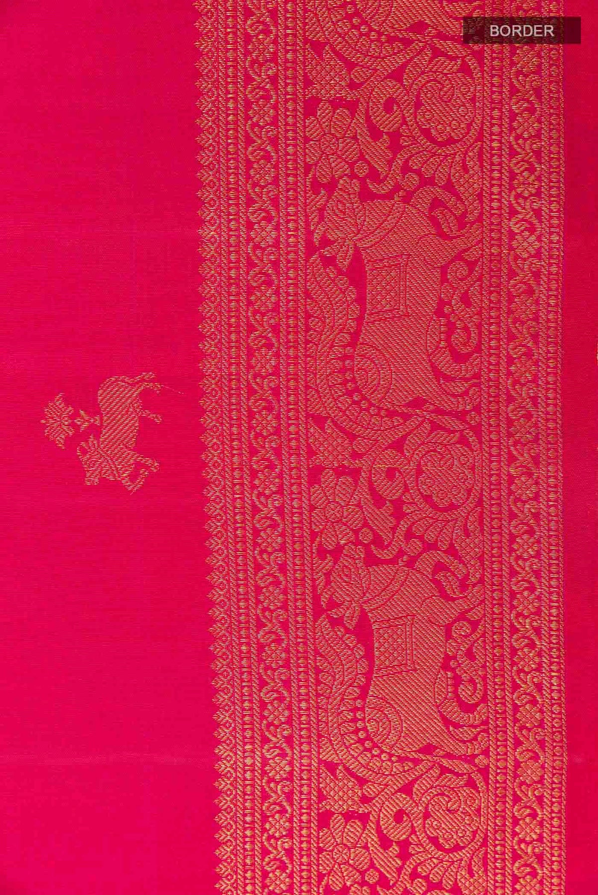 Border image of Pure Silk Pure Zari Pink Dual Tone Kanchipuram Saree with Zari Butta on the body and Zari Border