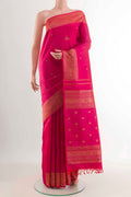 Pure Silk Pure Zari Pink Dual Tone Kanchipuram Saree with Zari Butta on the body and Zari Border displayed on a mannequin