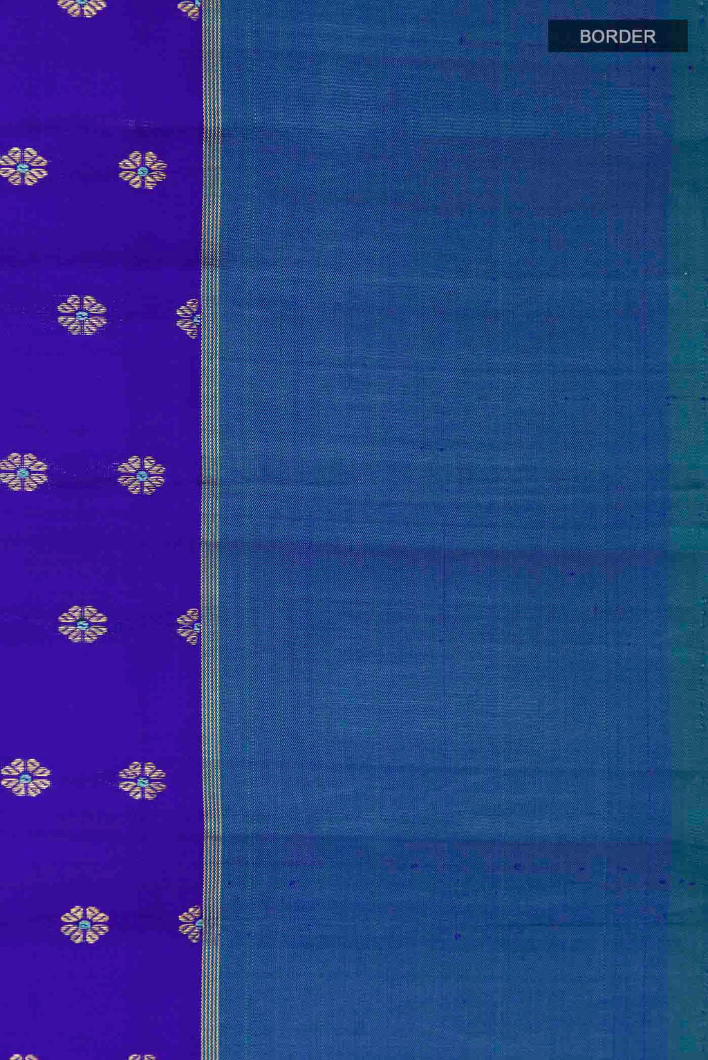 Border image of Blue Kanchipuram Silk Saree with Zari Butta on the body and Zari Border