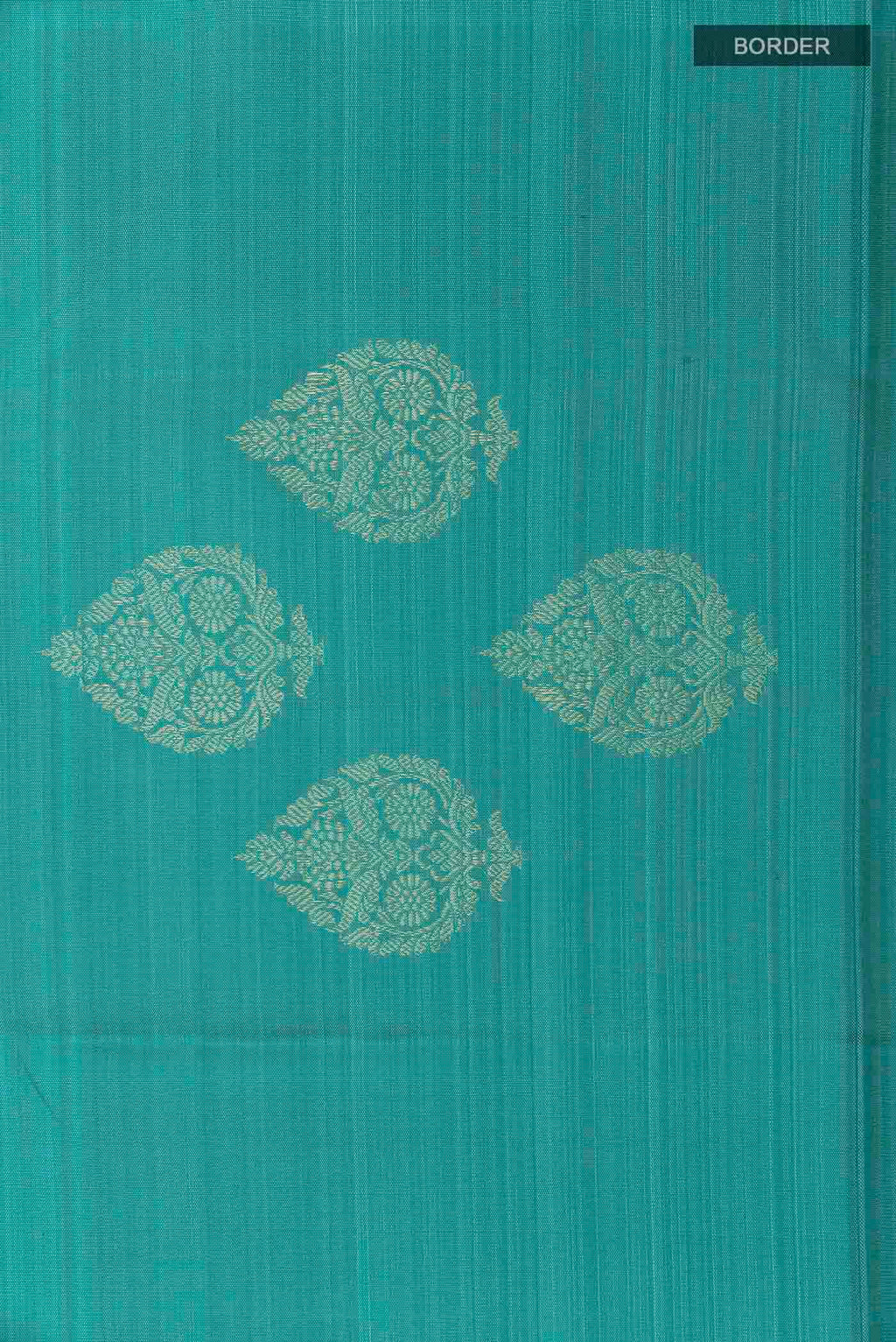 Border image of Sea Green Kanchipuram Silk Saree with Zari Butta on the body and Zari Border