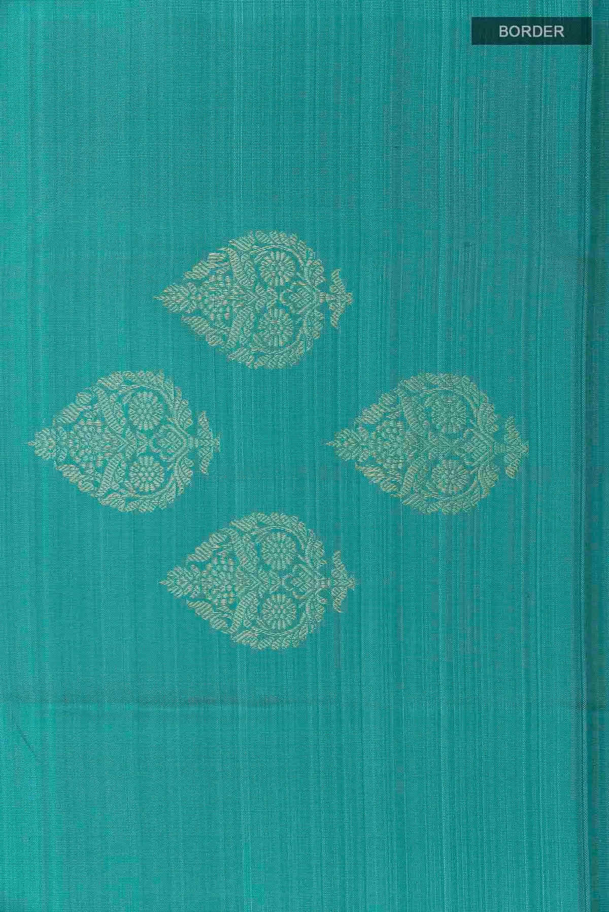 Border image of Sea Green Kanchipuram Silk Saree with Zari Butta on the body and Zari Border