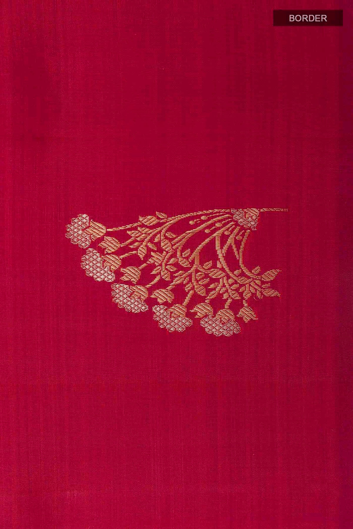 Border image of Maroon Kanchipuram Silk Saree with Zari Butta on the body and Zari Border