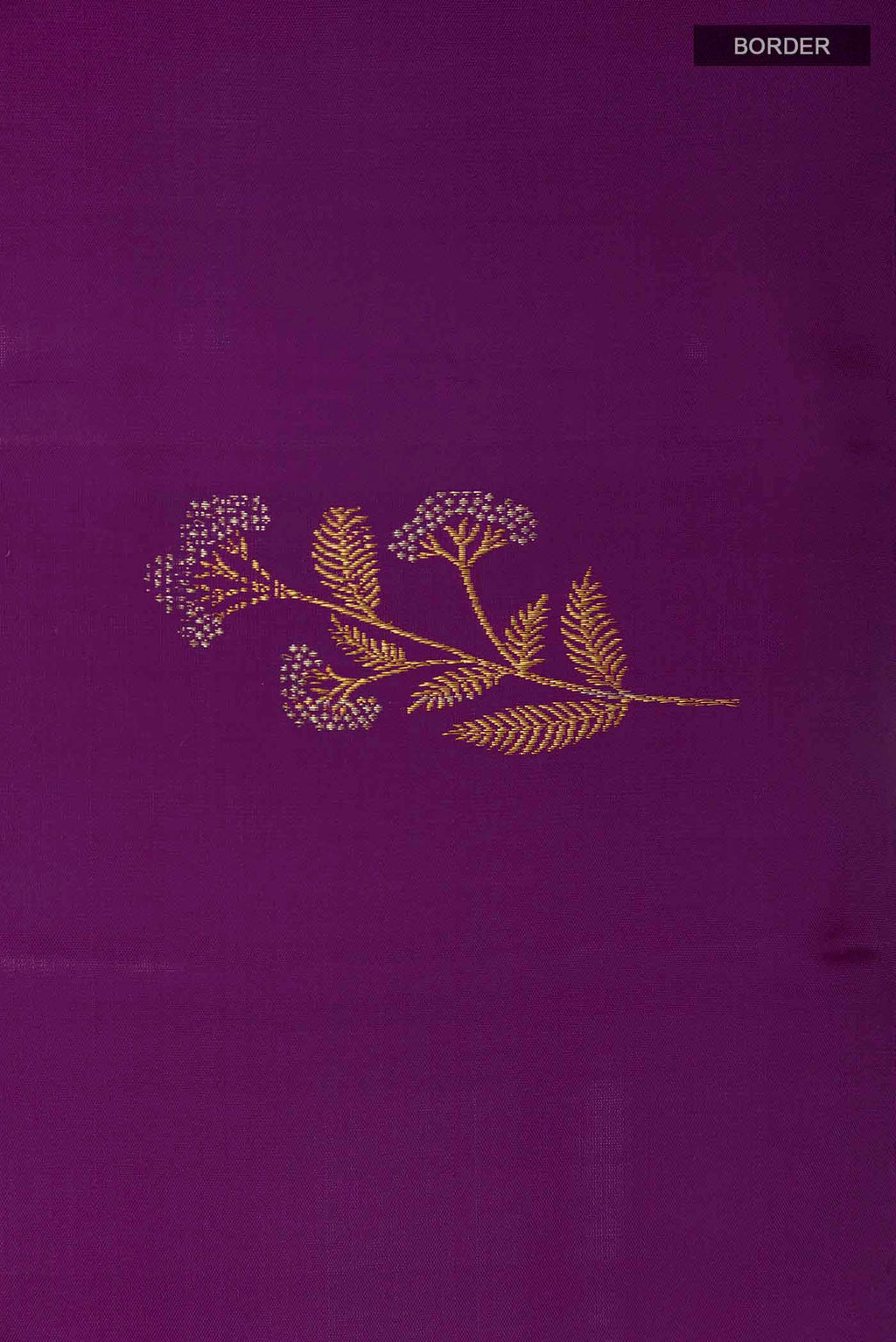 Border image of Dark Blue Kanchipuram Silk Saree with Zari Butta on the body and Zari Border