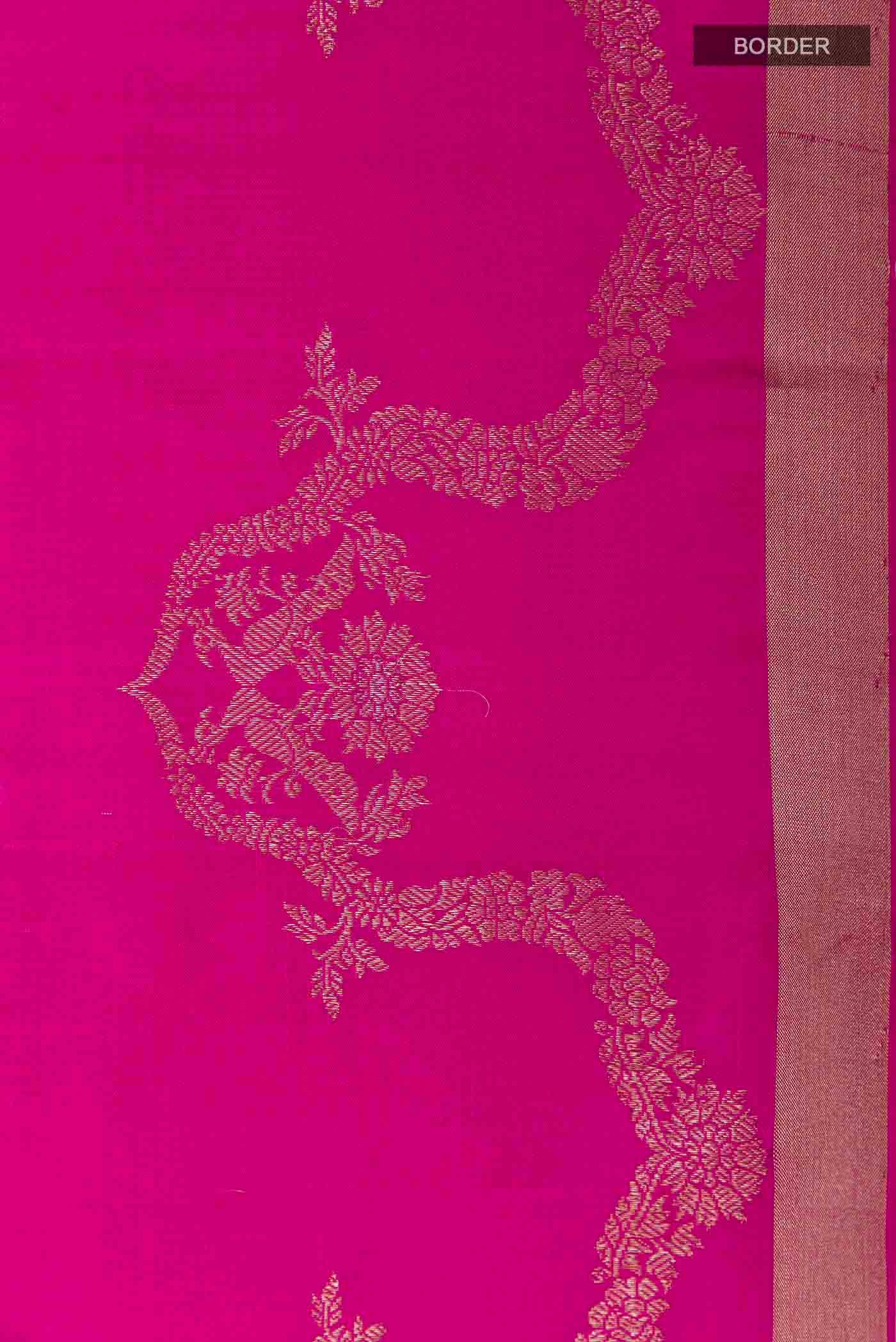 Border image of Pink Soft Silk Saree with Zari Butta on the body and Zari Border