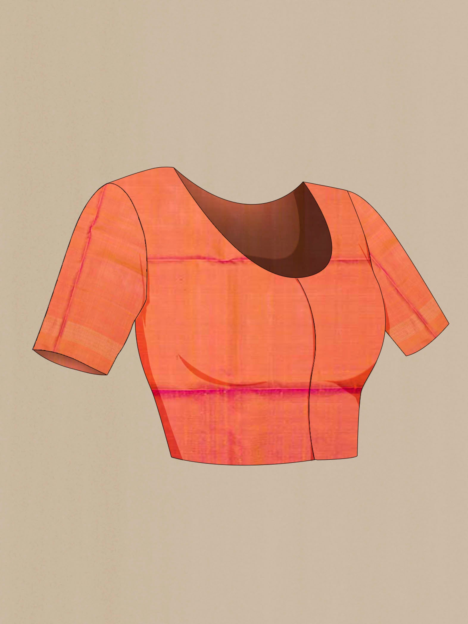 Close up image of the blouse of Yellow Soft Silk Saree with Zari Butta on the body and Zari Border