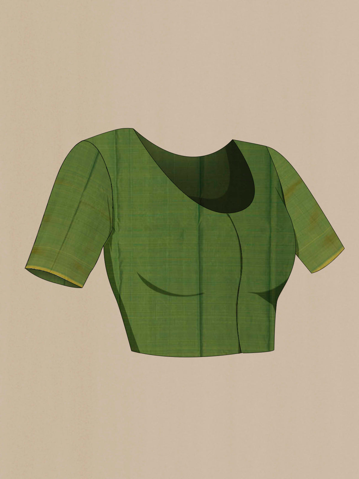 Close up image of the blouse of Bottle Green Kanchipuram Silk Saree with Zari Butta on the body and Zari Border