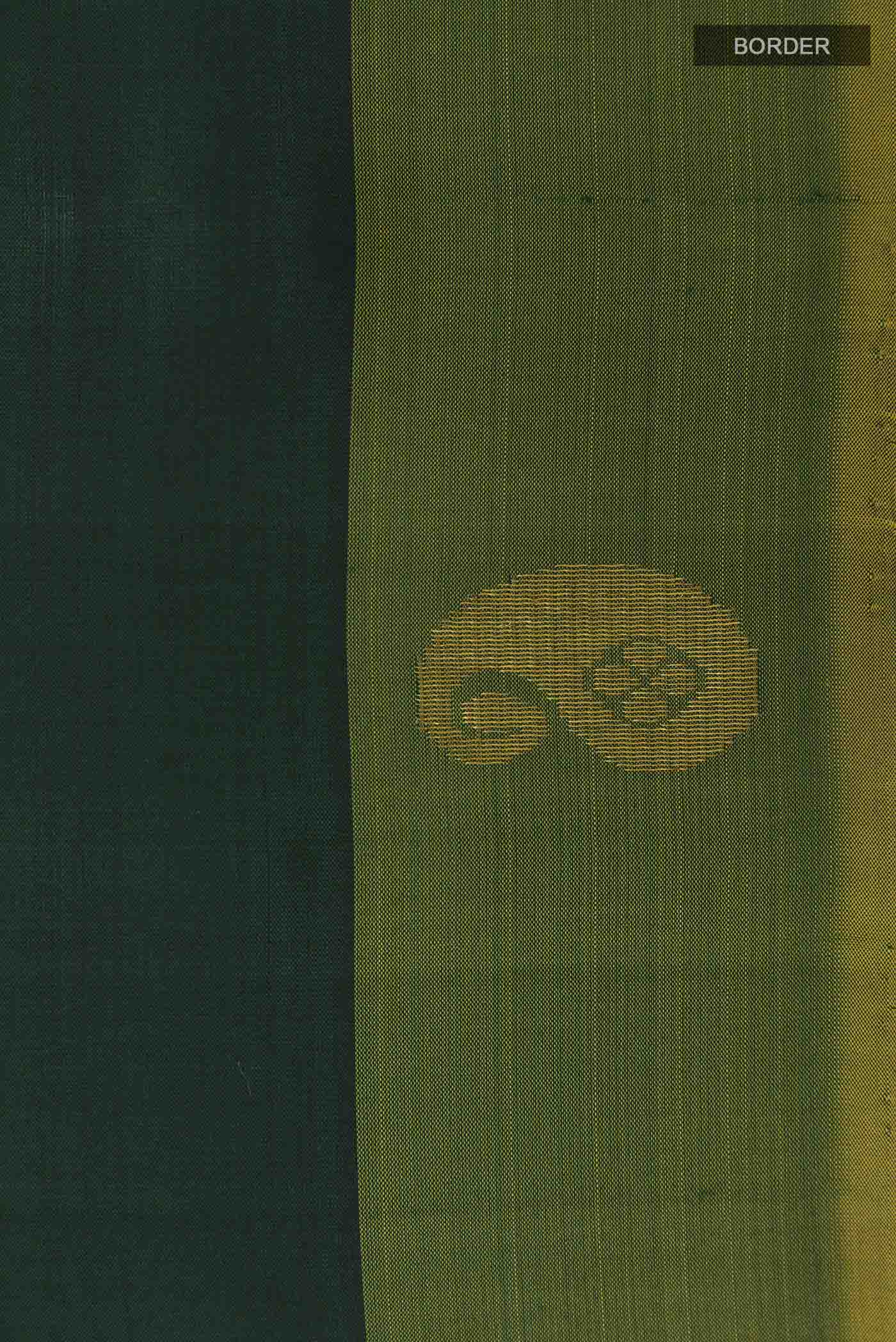 Border image of Bottle Green Kanchipuram Silk Saree with Zari Butta on the body and Zari Border