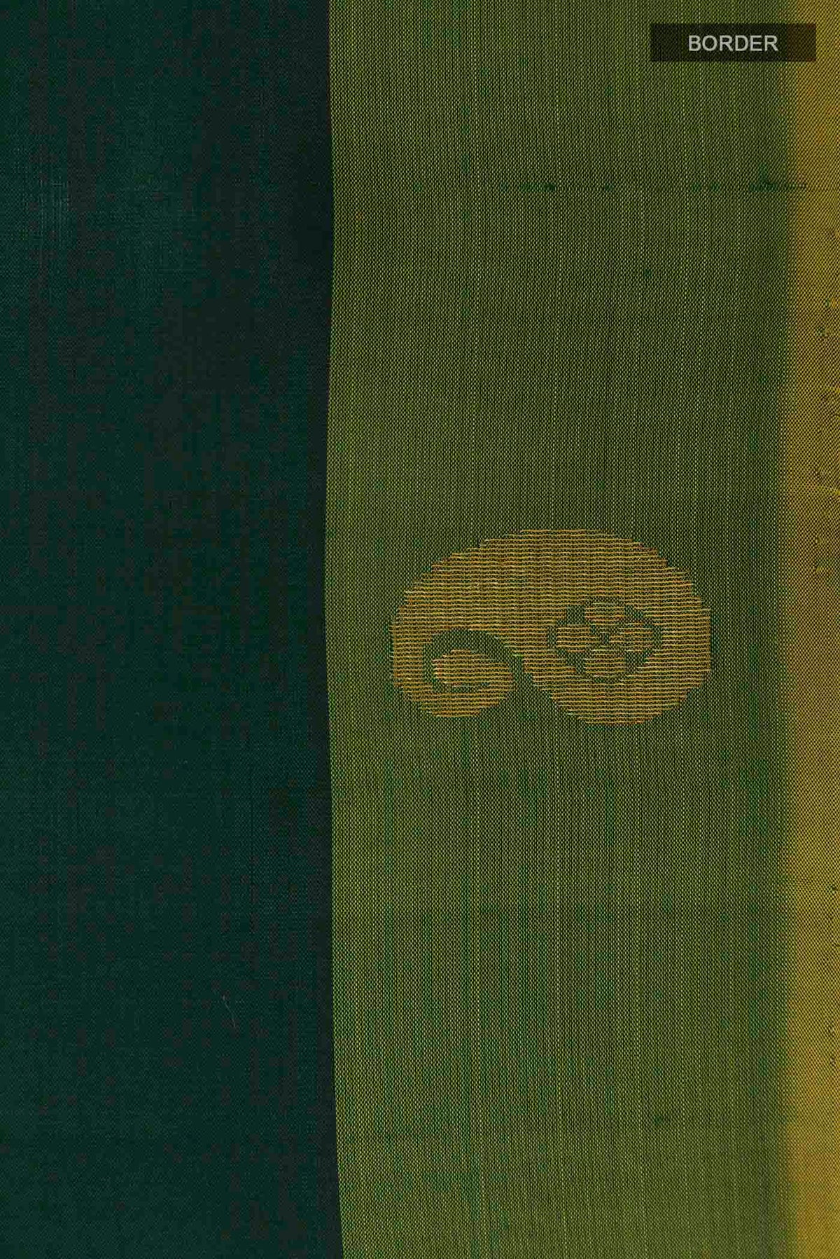Border image of Bottle Green Kanchipuram Silk Saree with Zari Butta on the body and Zari Border