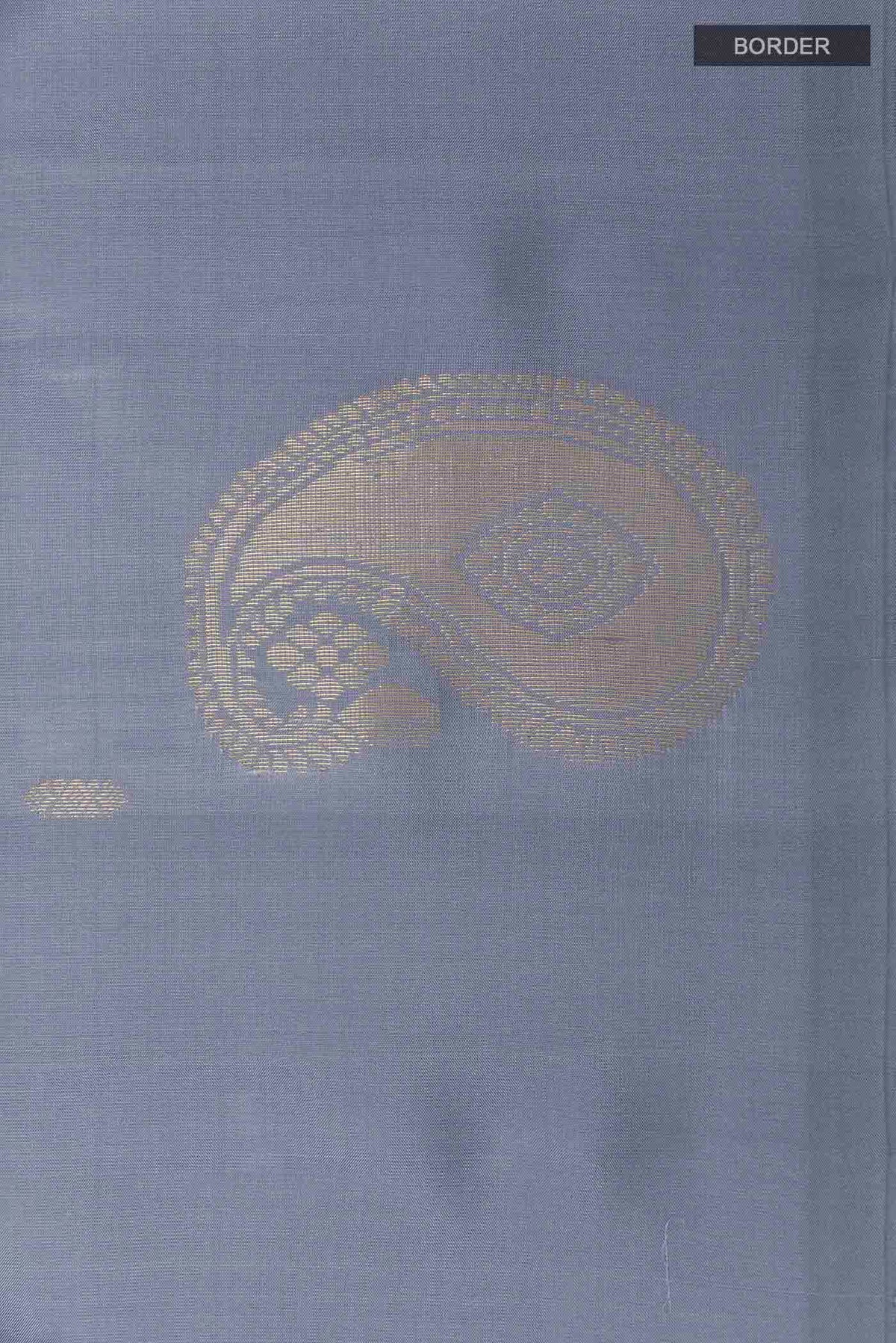 Border image of Grey Kanchipuram Silk Saree with Zari Butta on the body and Zari Border