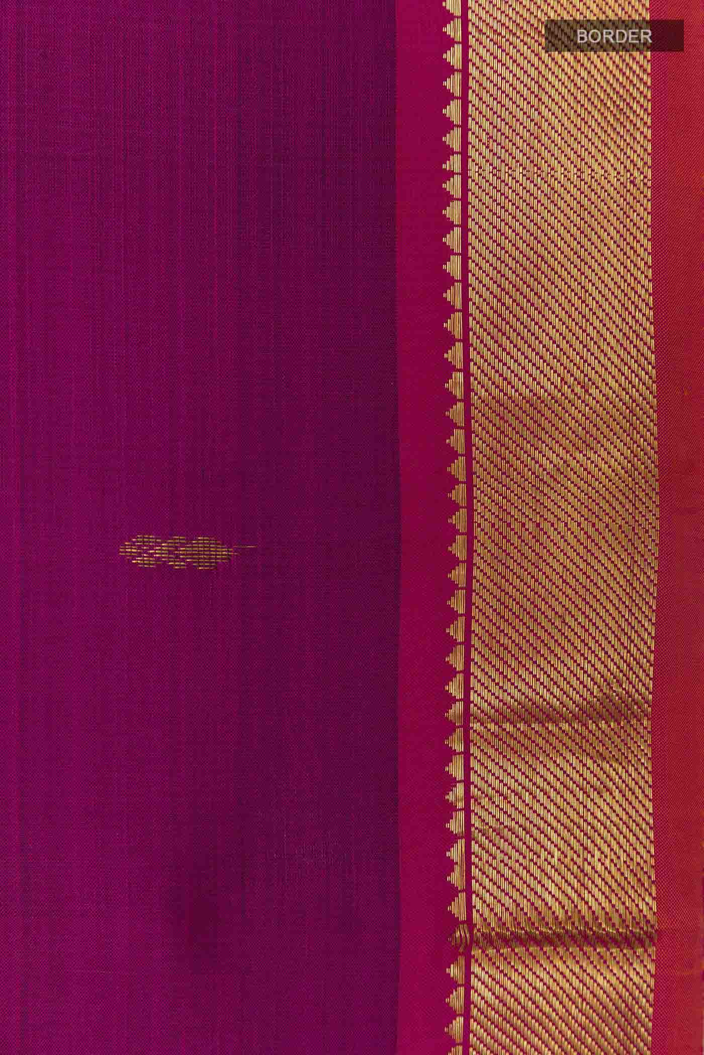 Border image of Purple Kanchipuram Silk Saree with Zari Butta on the body and Zari Border