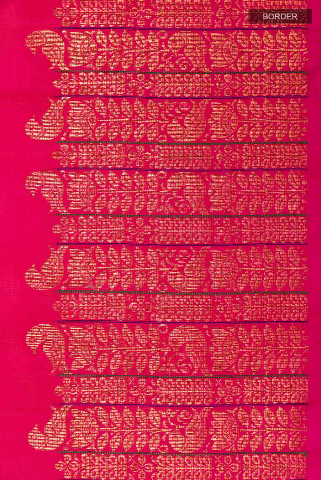 Border image of Pink Kanchipuram Silk Saree with Zari Butta on the body and Zari Border