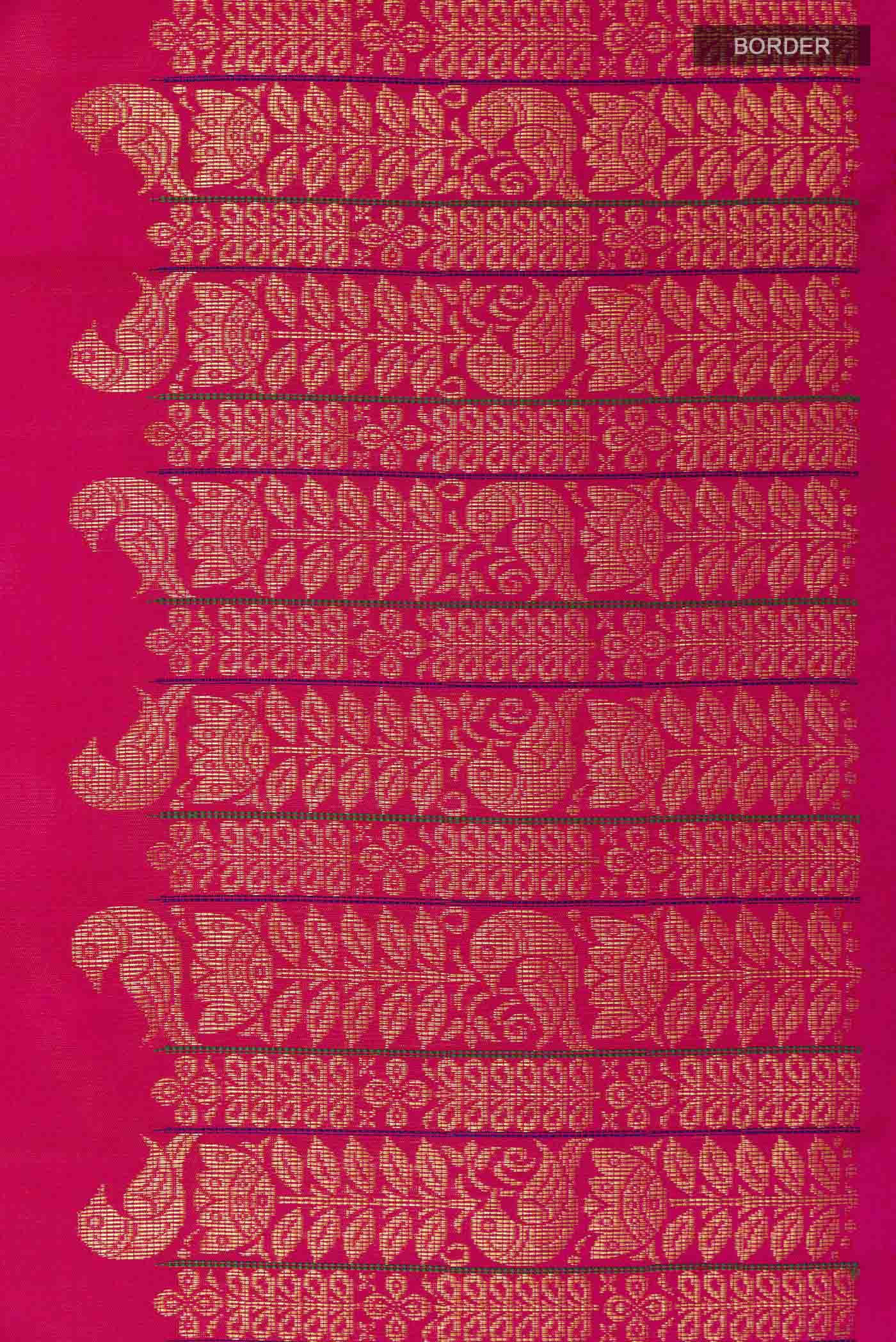 Border image of Pink Kanchipuram Silk Saree with Zari Butta on the body and Zari Border