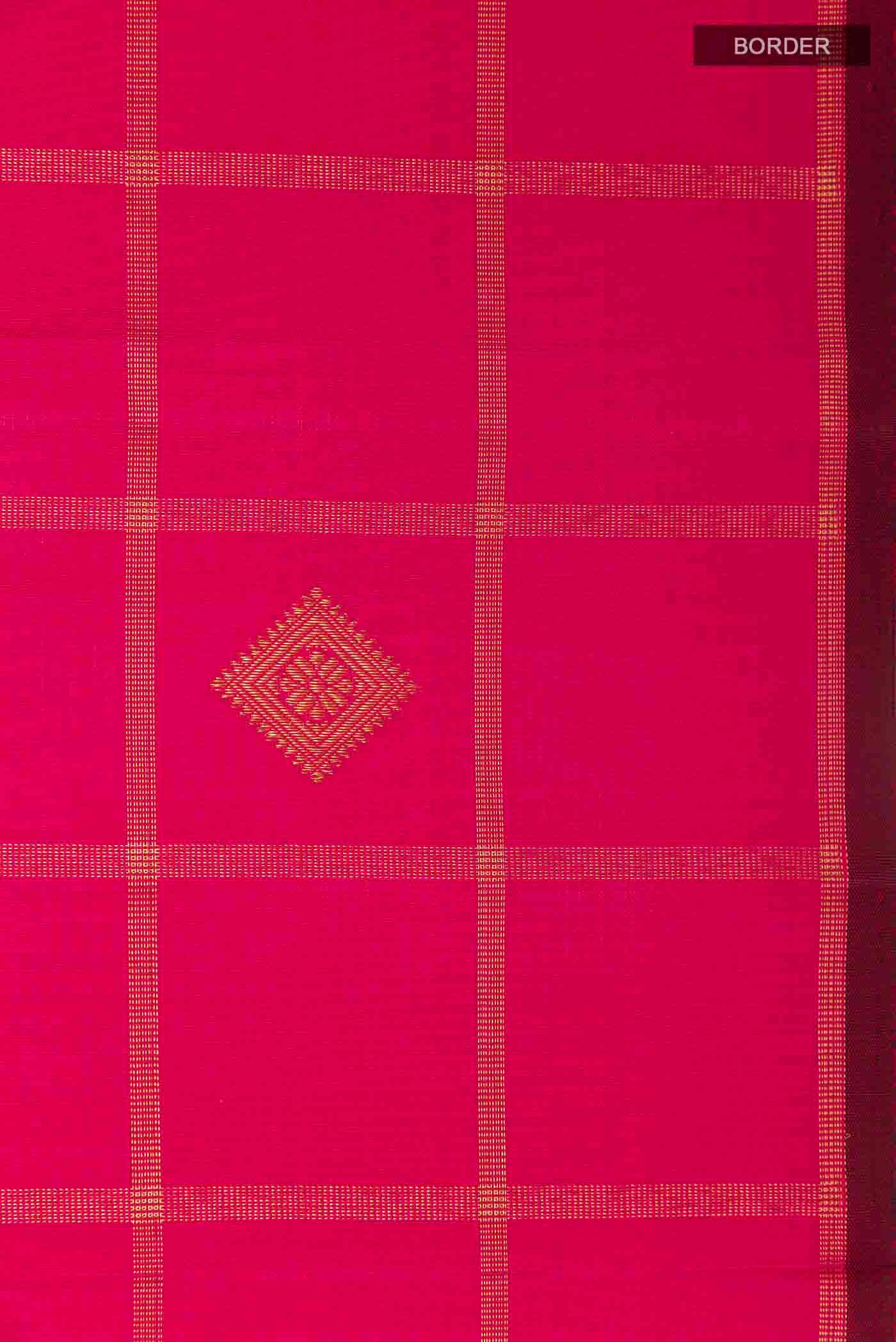 Border image of Pink Kanchipuram Silk Saree with Zari Butta on the body and Without Border