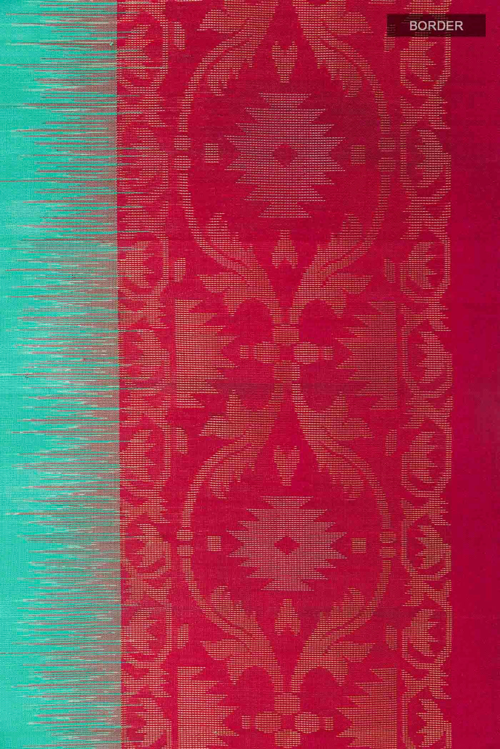 Border image of Sea Green Soft Silk Saree with Zari Butta on the body and Zari Border