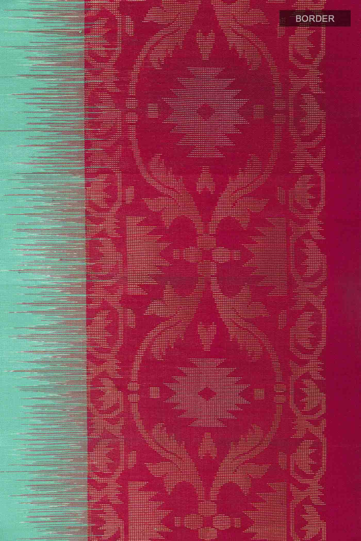 Border image of Sea Green Soft Silk Saree with Zari Butta on the body and Zari Border