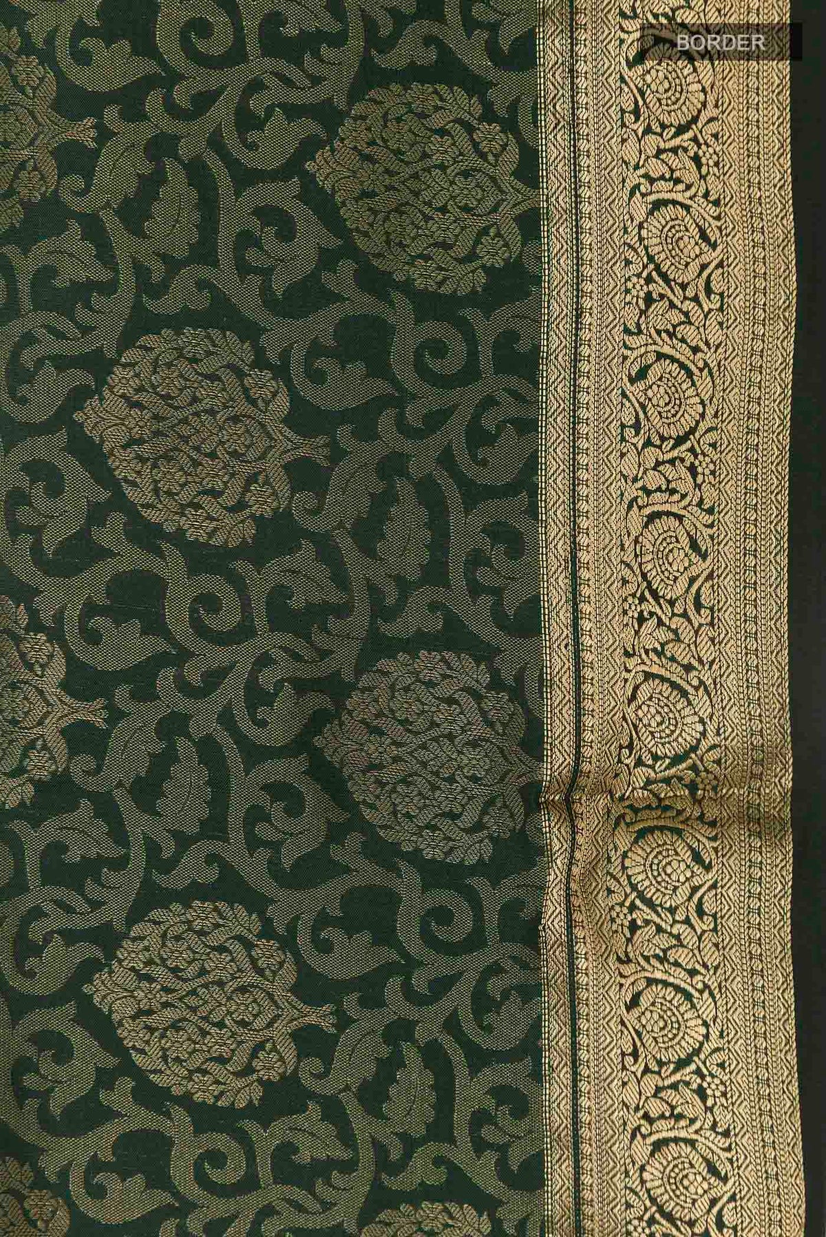 Border image of Green Soft Silk Saree with Zari Brocade on the body and Zari Border