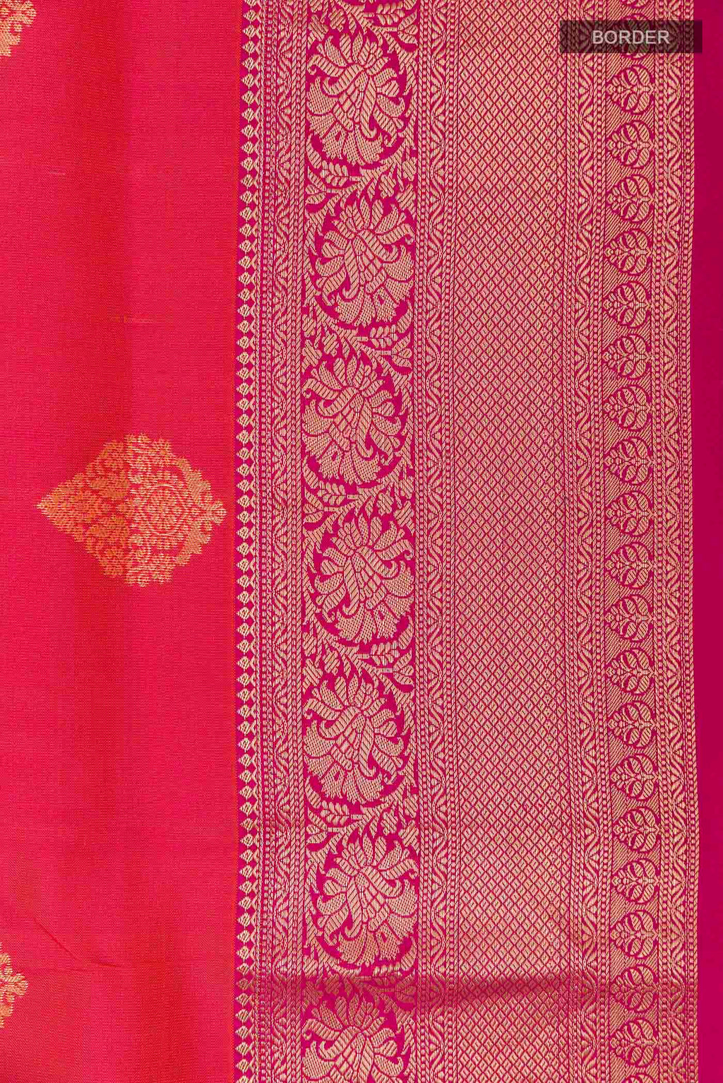 Border image of Pink Dual Tone Soft Silk Saree with Zari Butta on the body and Zari Border