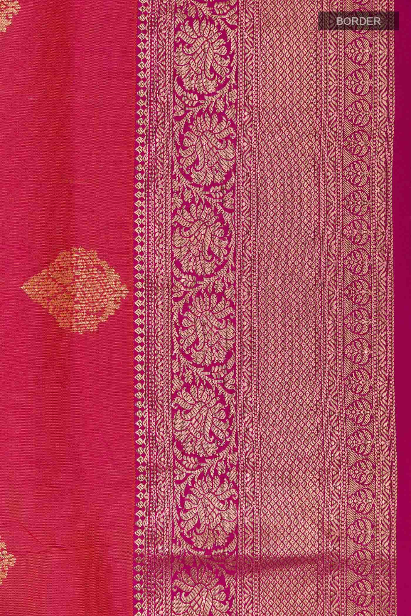 Border image of Pink Dual Tone Soft Silk Saree with Zari Butta on the body and Zari Border