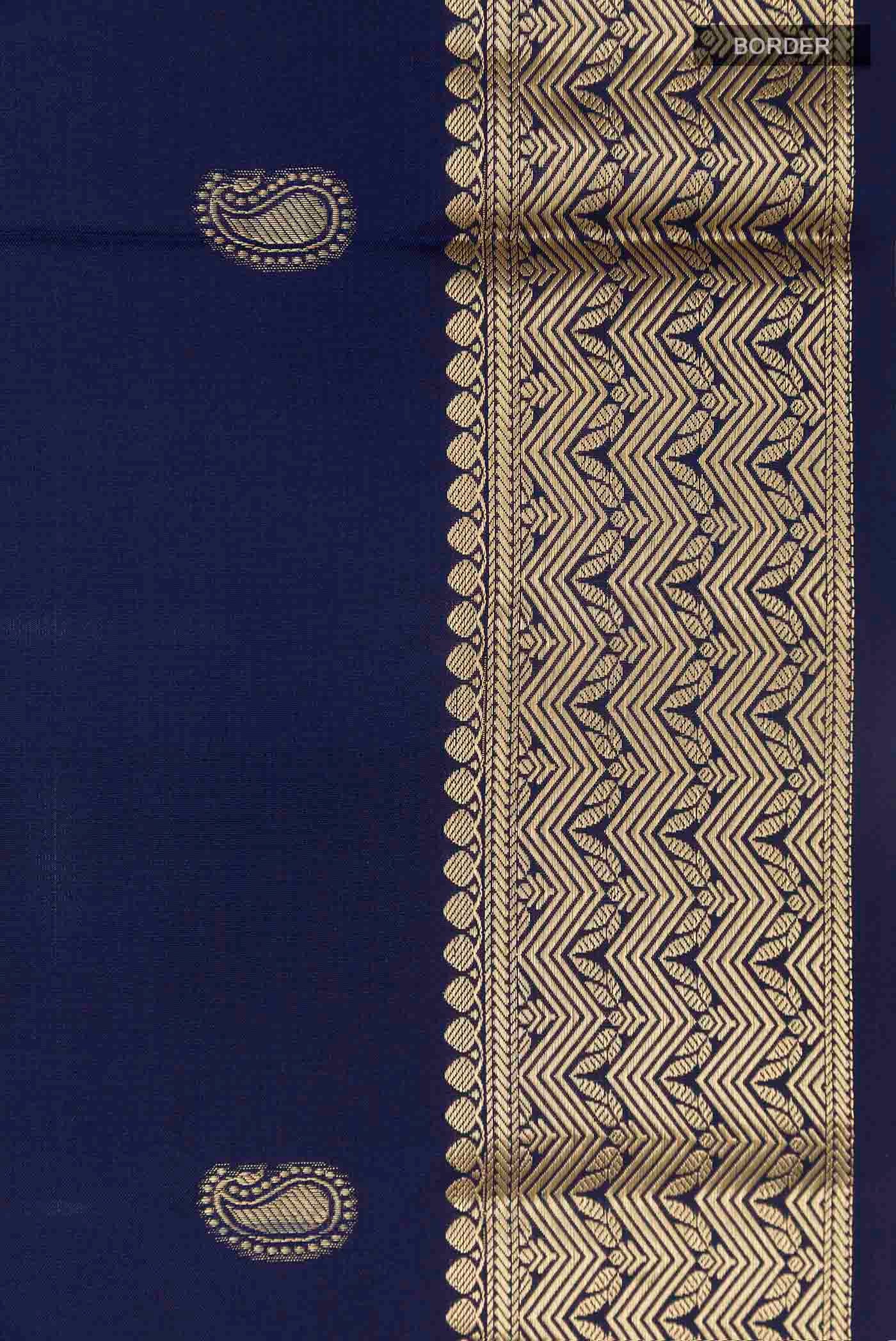 Border image of Blue Soft Silk Saree with Zari Butta on the body and Zari Border