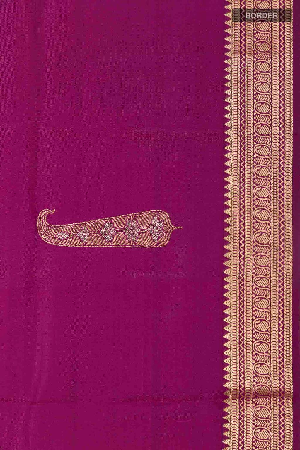 Border image of Purple Soft Silk Saree with Zari Butta on the body and Zari Border