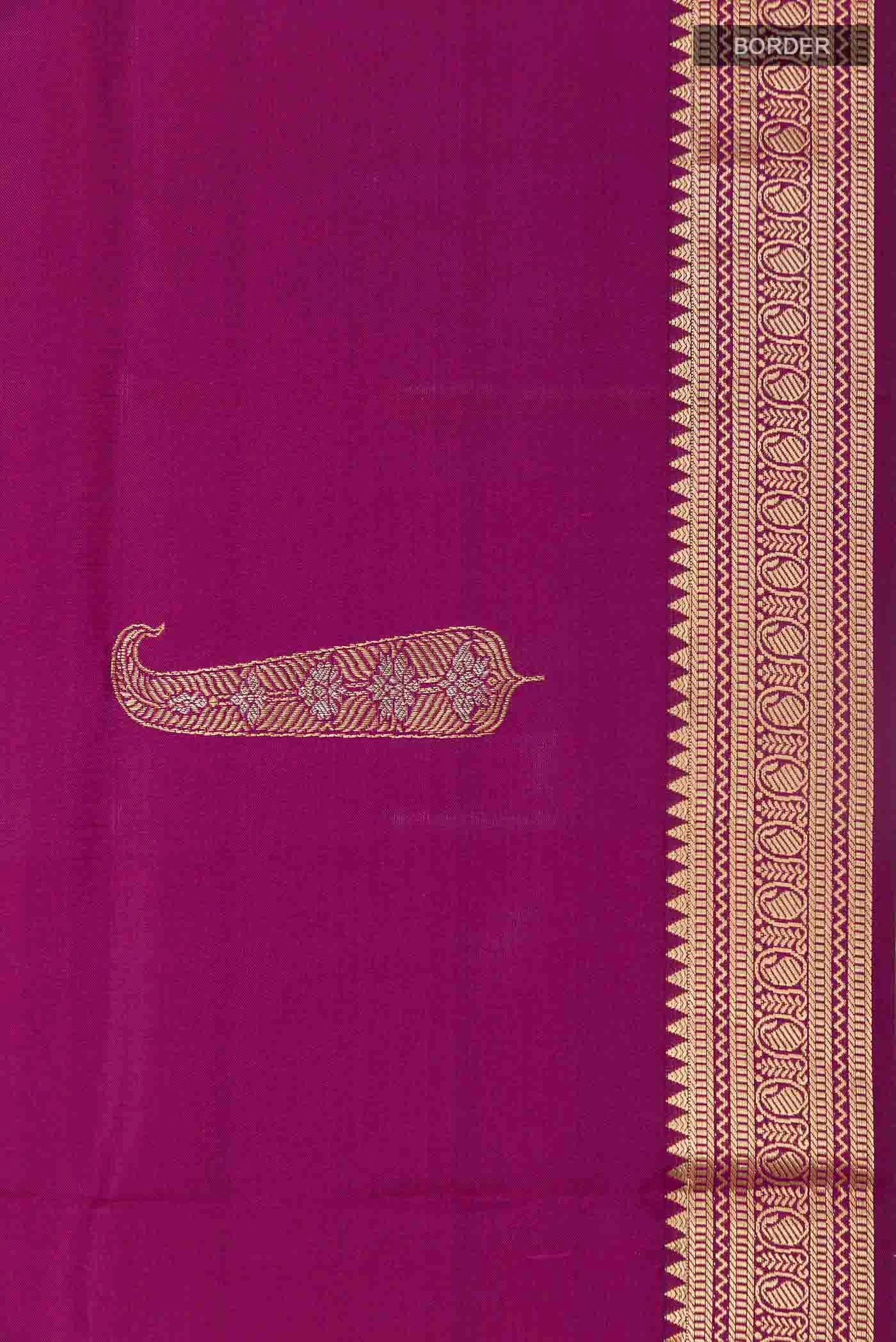 Border image of Purple Soft Silk Saree with Zari Butta on the body and Zari Border