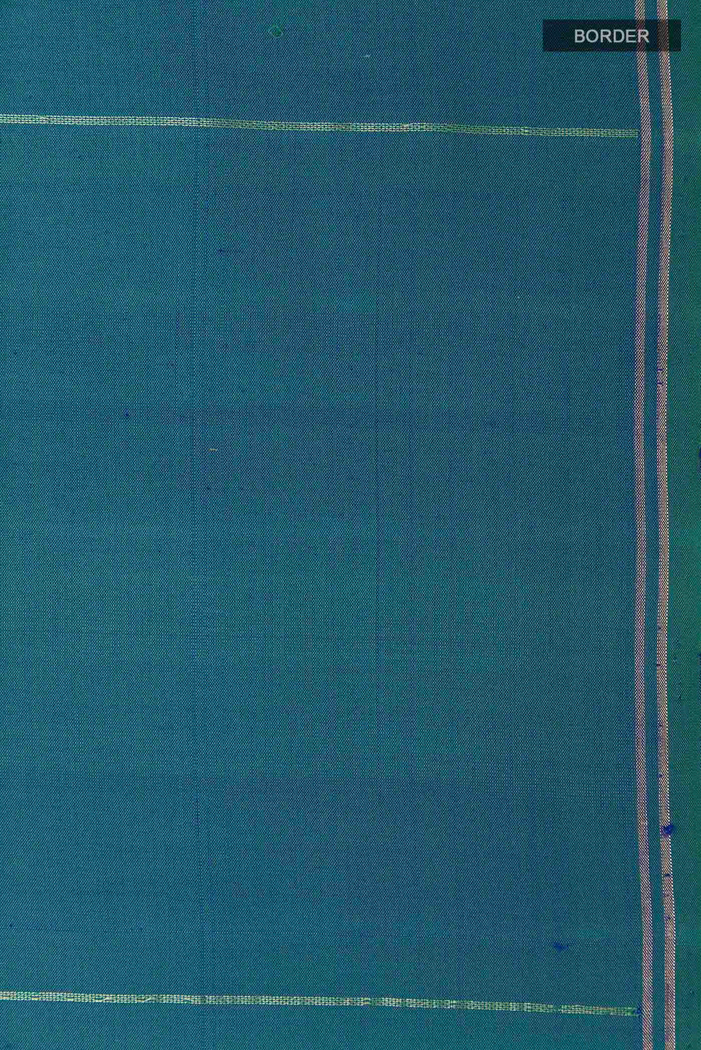 Border image of Peacock Blue Soft Silk Saree with Zari Butta on the body and Zari Border