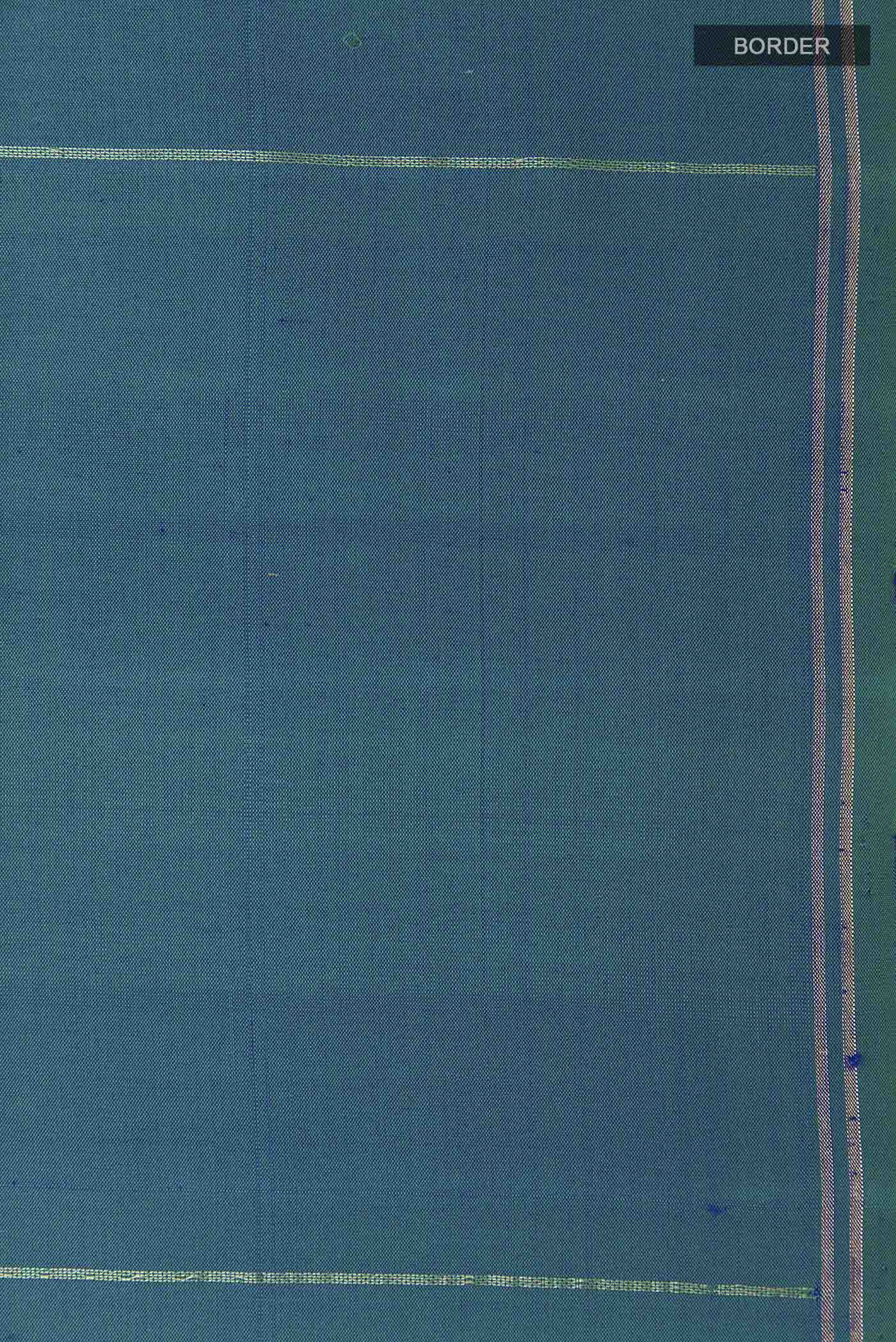 Border image of Peacock Blue Soft Silk Saree with Zari Butta on the body and Zari Border