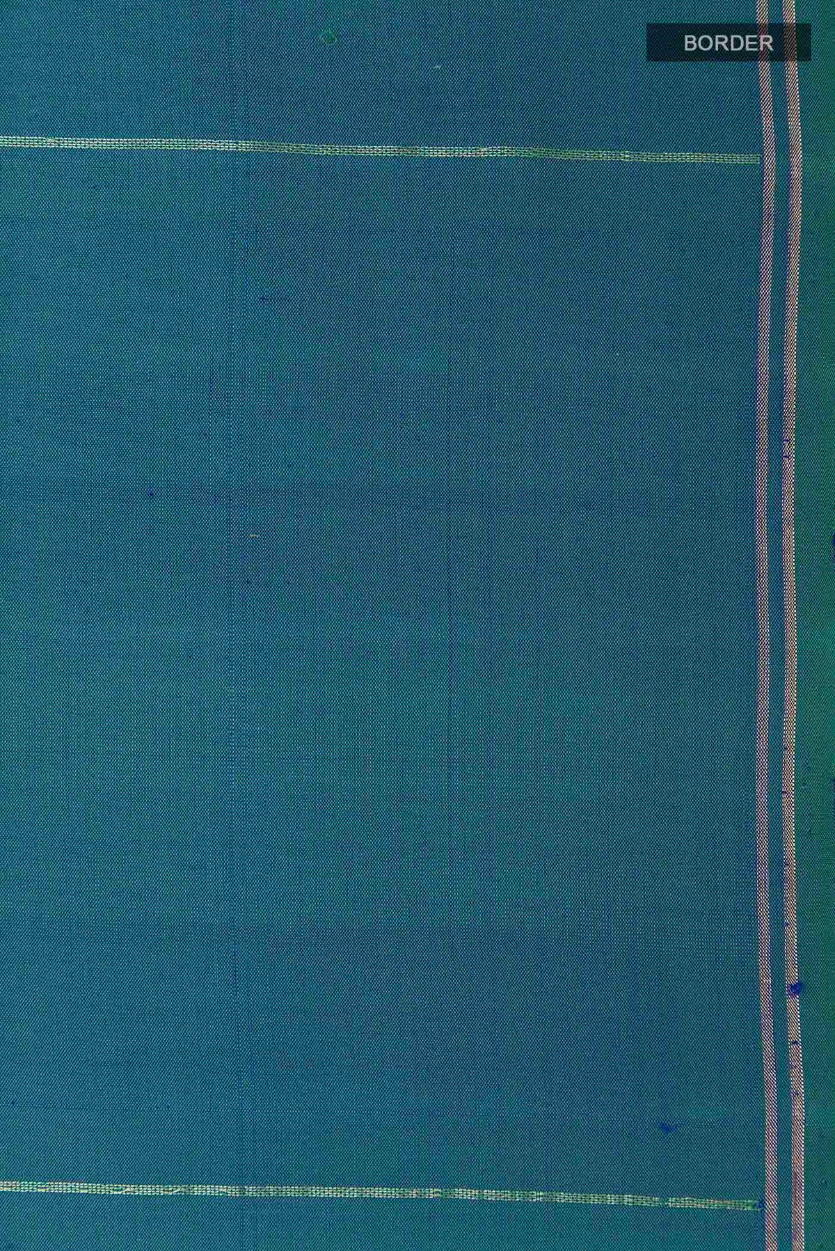 Border image of Peacock Blue Soft Silk Saree with Zari Butta on the body and Zari Border