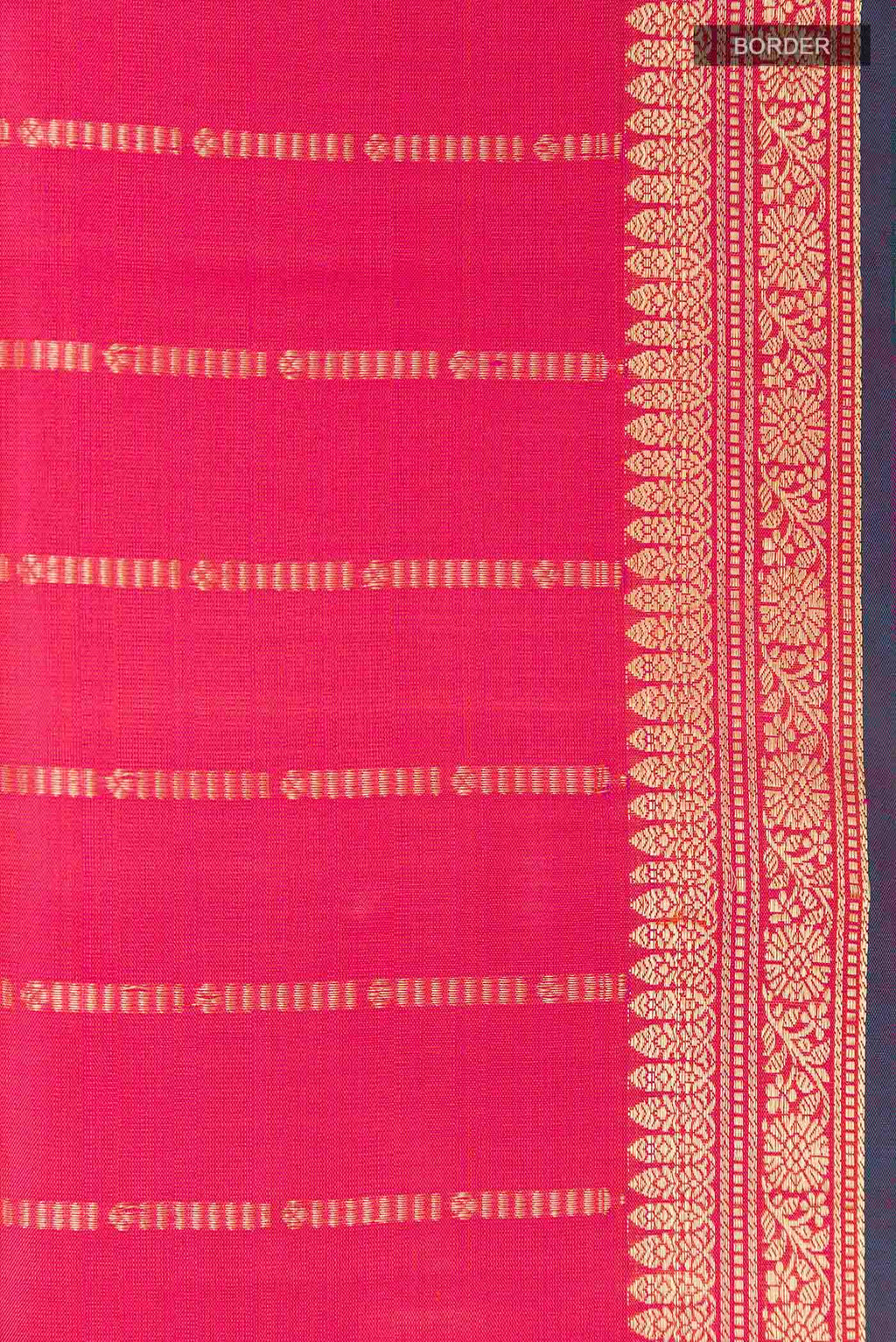 Border image of Pink Soft Silk Saree with Stripes on the body and Zari Border