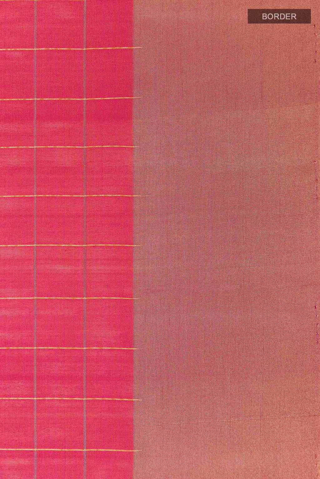 Border image of Peach Soft Silk Saree with Checked design on the body and Zari Border