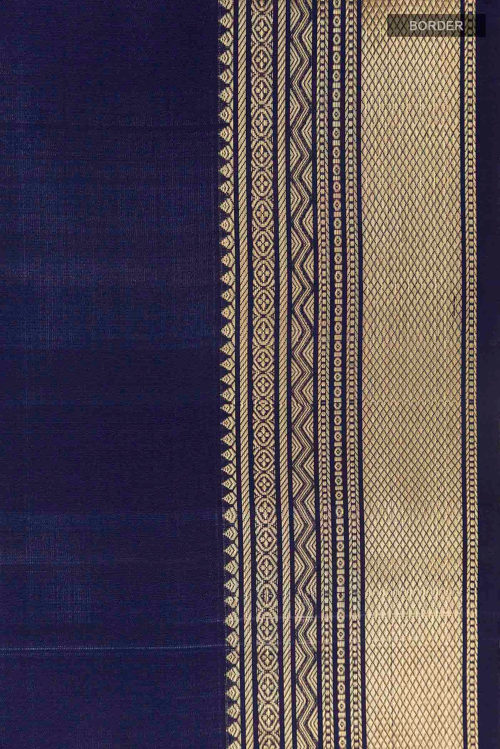 Border image of Blue Soft Silk Saree with Zari Butta on the body and Zari Border