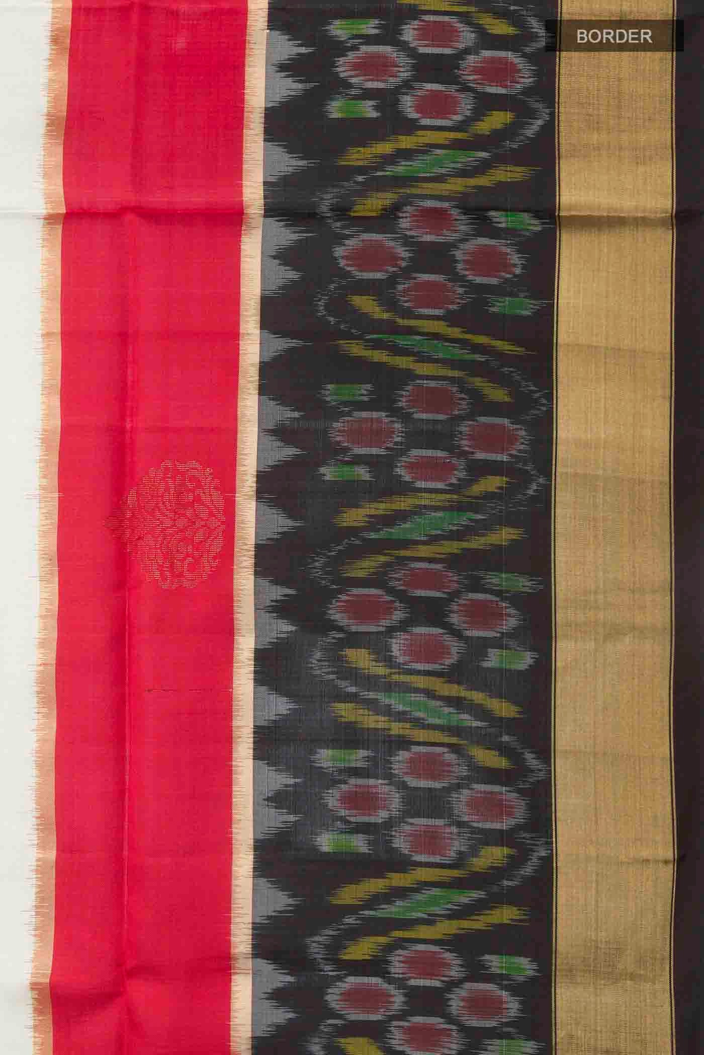 Border image of Off White Soft Silk Saree with Plain Body and Zari Border