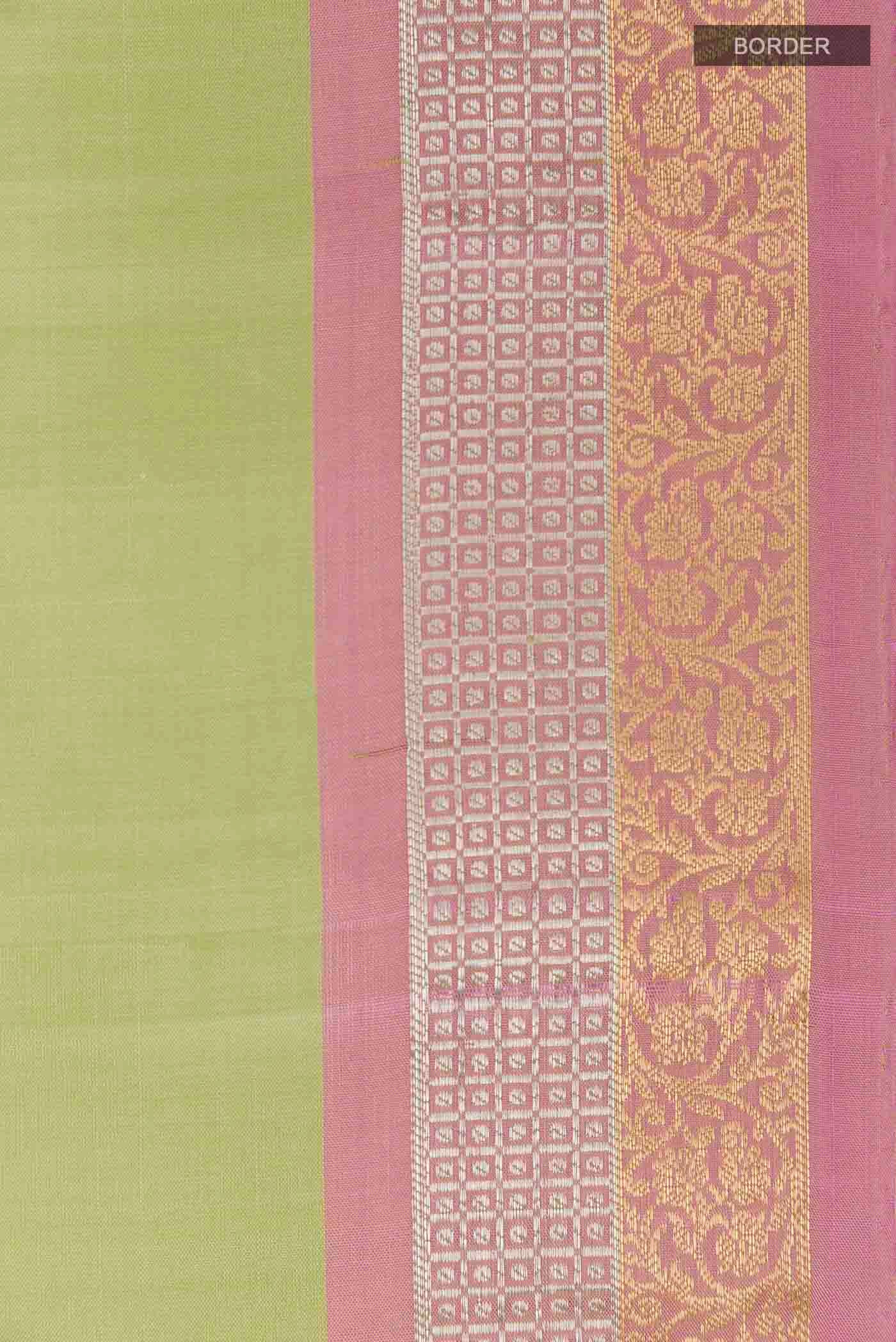 Border image of Mint Green Soft Silk Saree with Zari Butta on the body and Zari Border