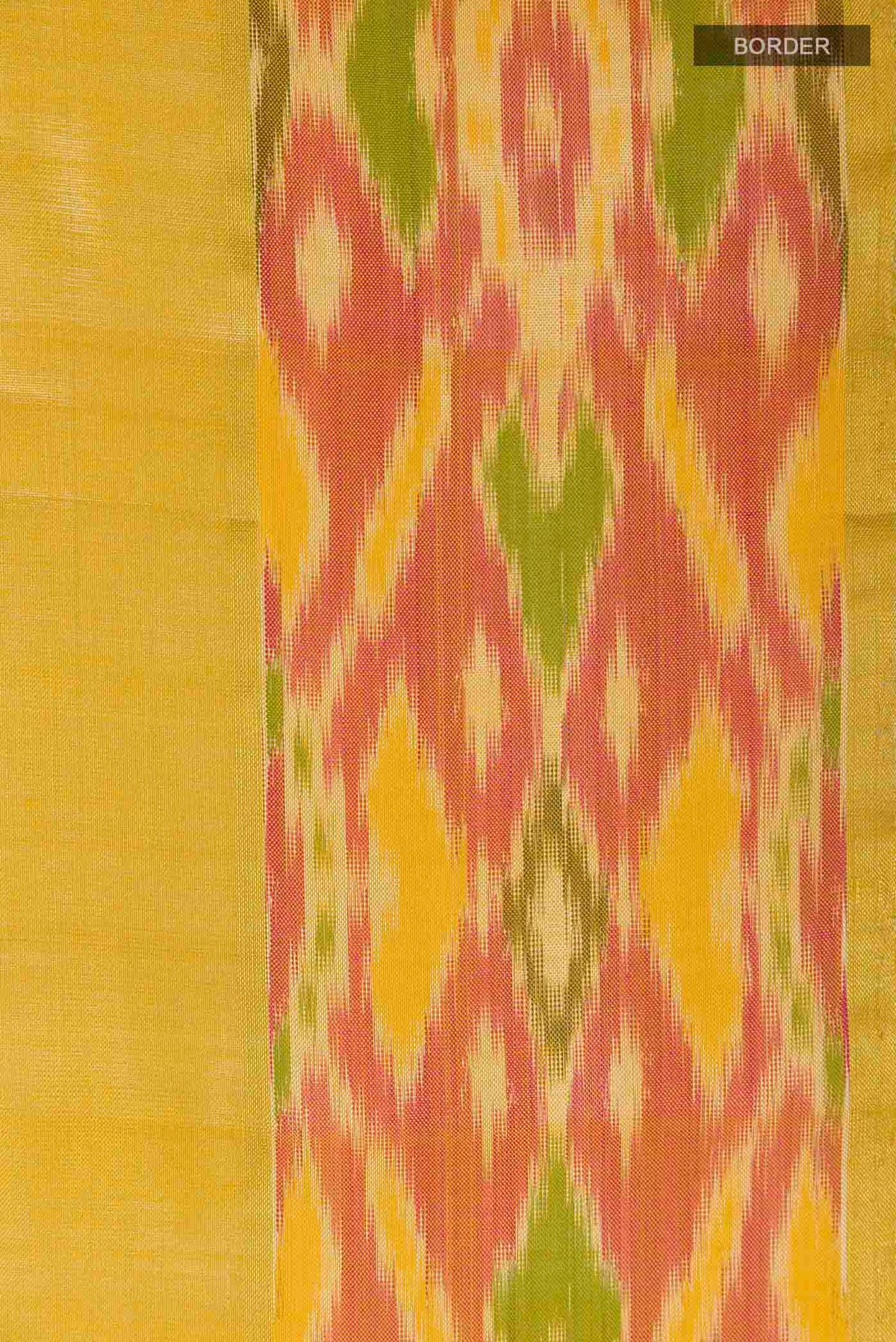 Border image of Yellow Soft Silk Saree with Plain Body and Zari Border