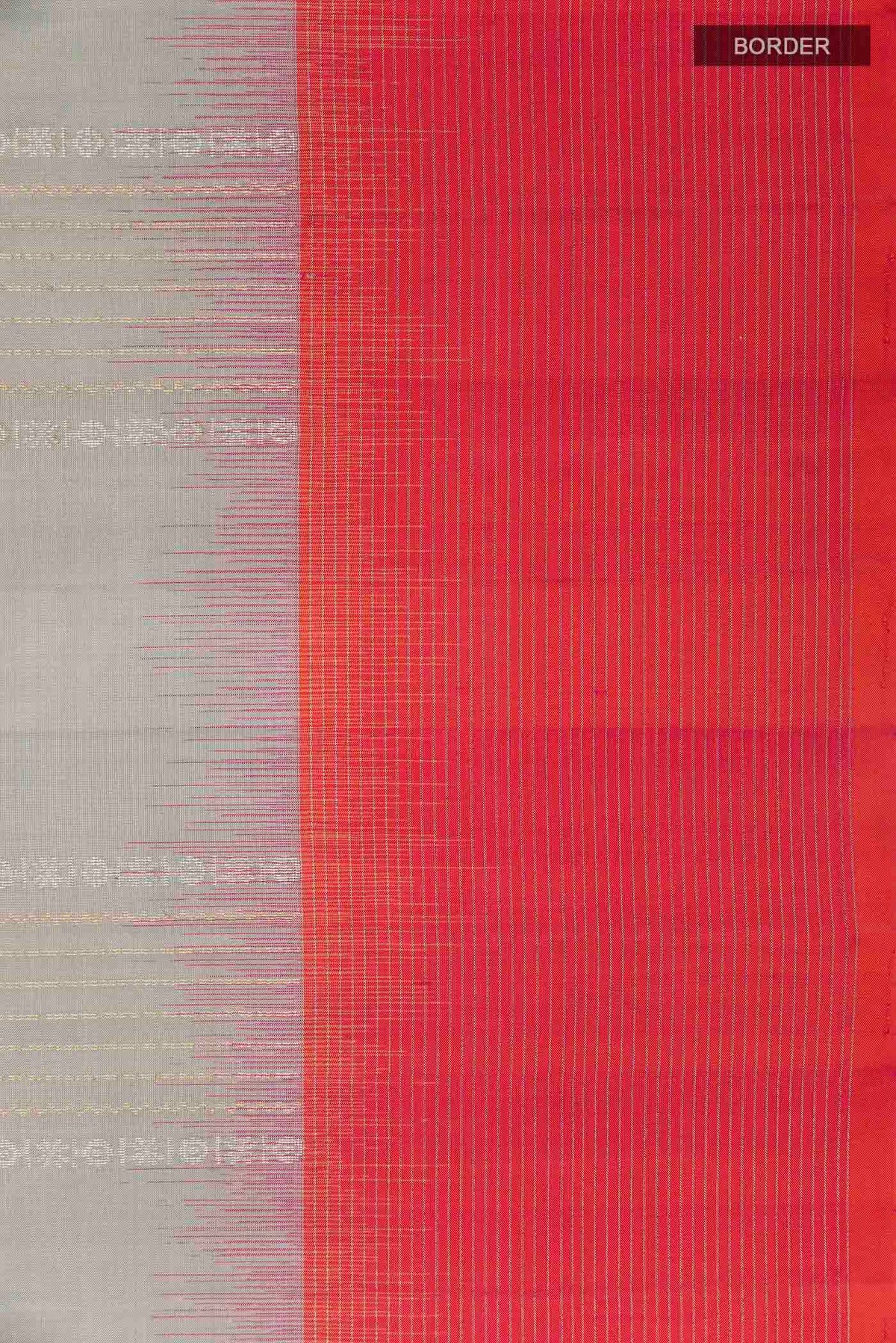 Border image of Grey Soft Silk Saree with Stripes on the body and Zari Border