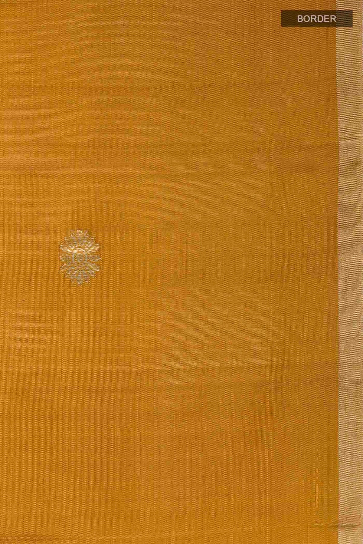 Border image of Yellow Soft Silk Saree with Zari Butta on the body and Zari Border