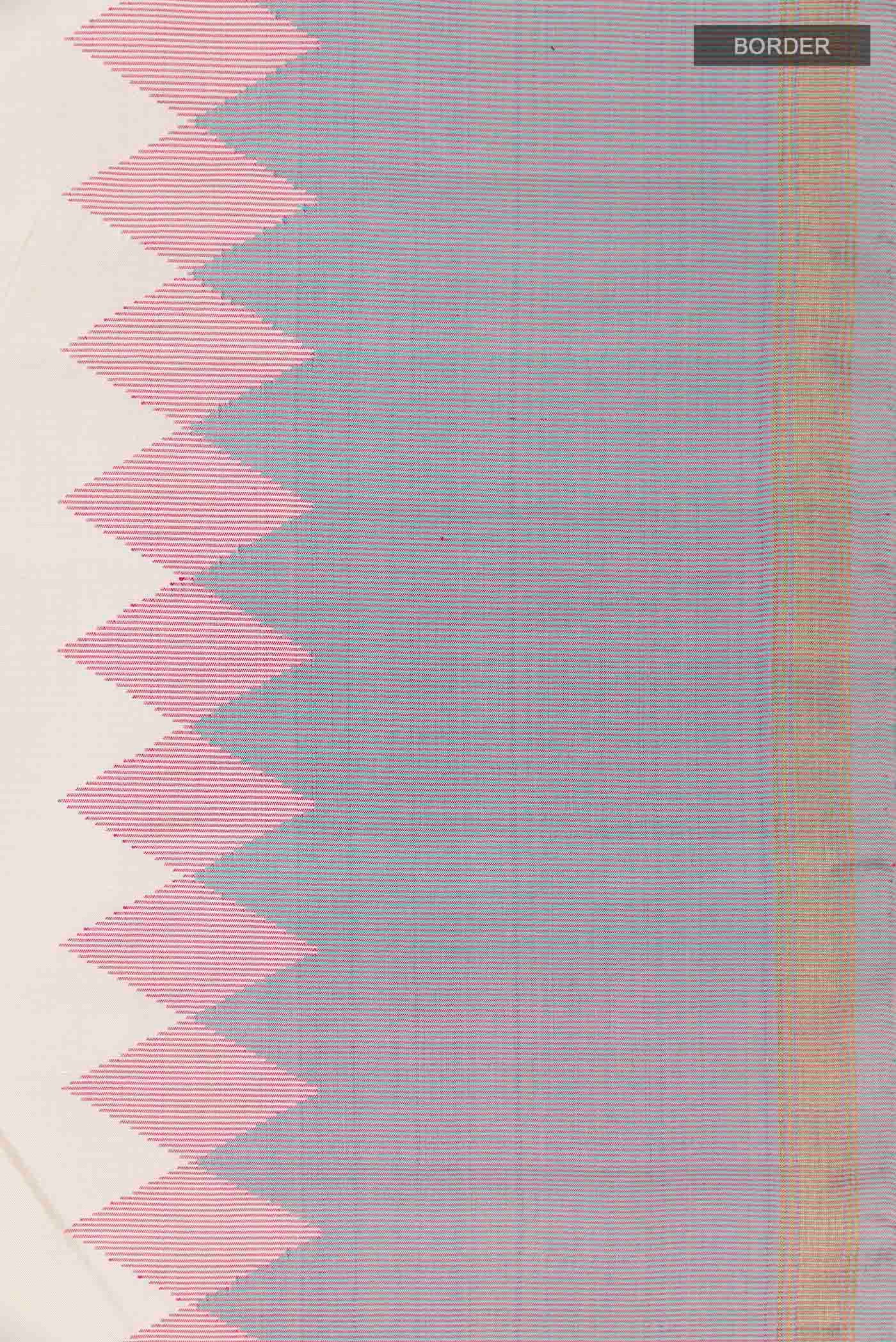 Border image of Off White Kanchipuram Silk Saree with Plain Body and Zari Border
