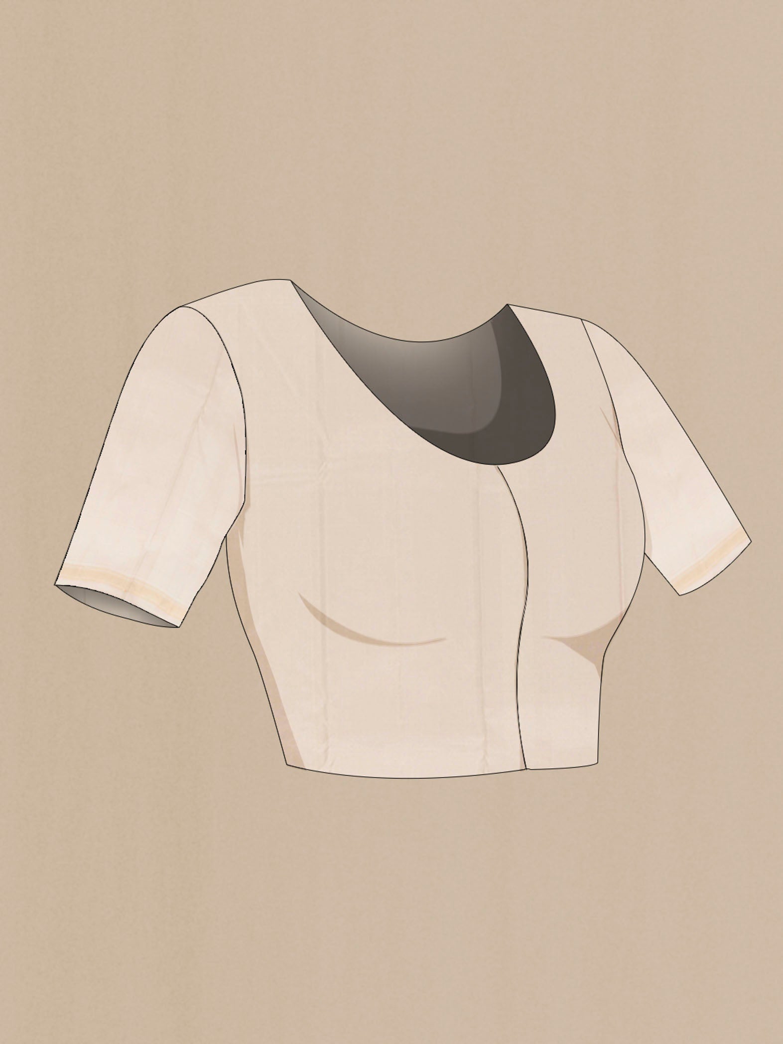 Close up image of the blouse of Pink Kanchipuram Silk Saree with Plain Body and Zari Border