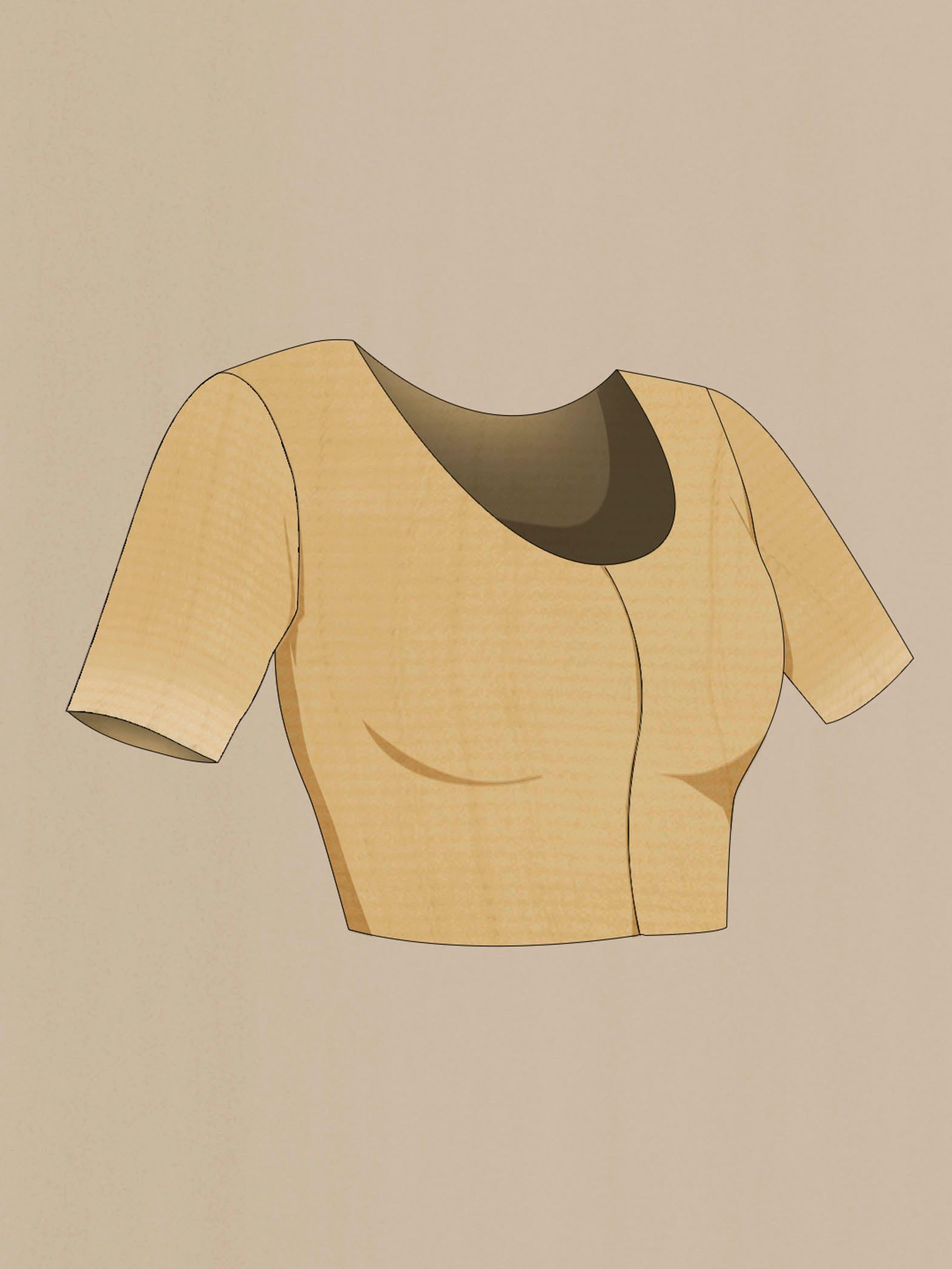 Close up image of the blouse of Beige Mysore Chiffon Saree with Floral Print on the body and Zari Border