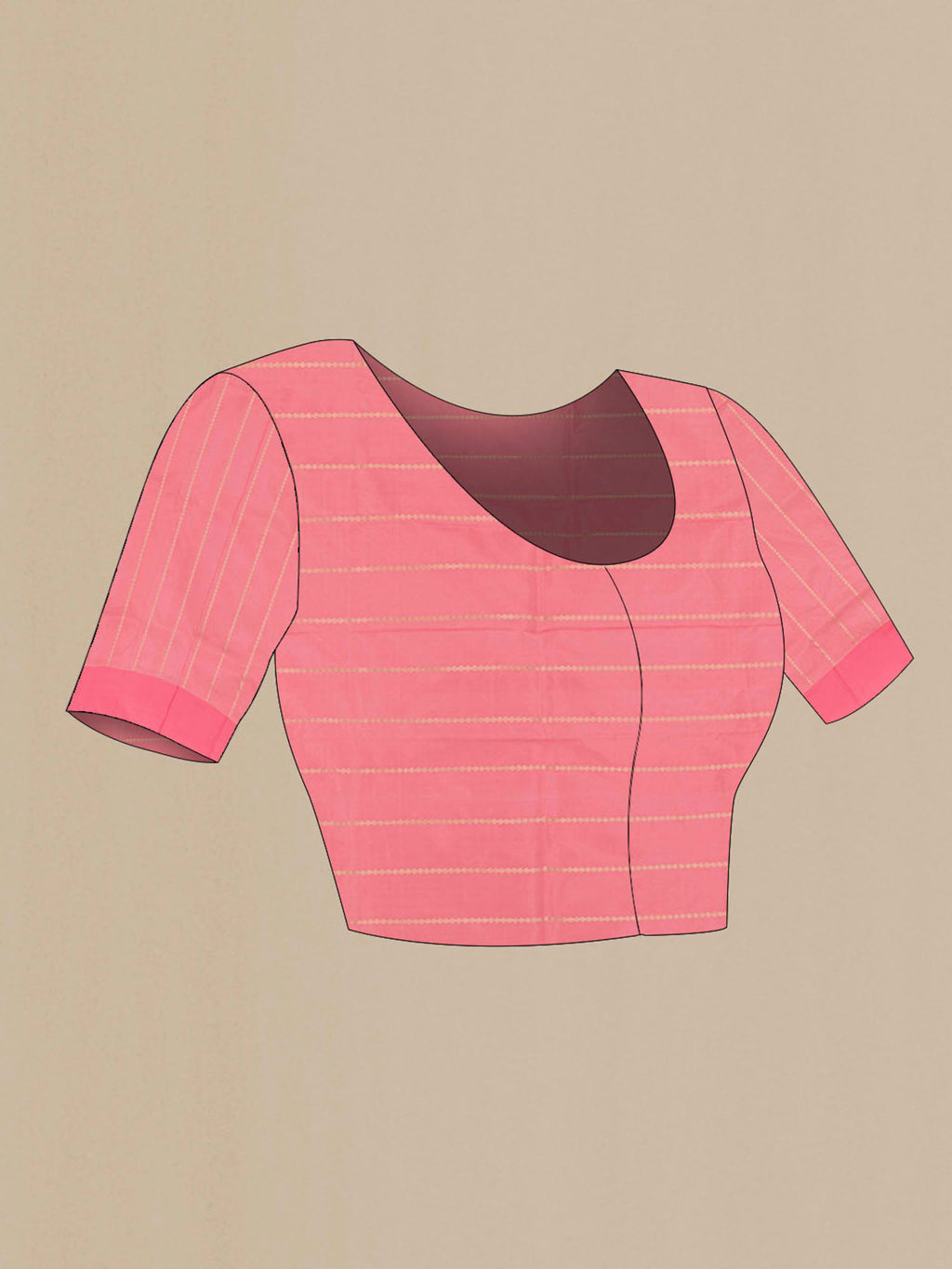 Close up image of the blouse of Light Blue Banarasi Katan Silk Saree with Zari Butta on the body and Zari Border