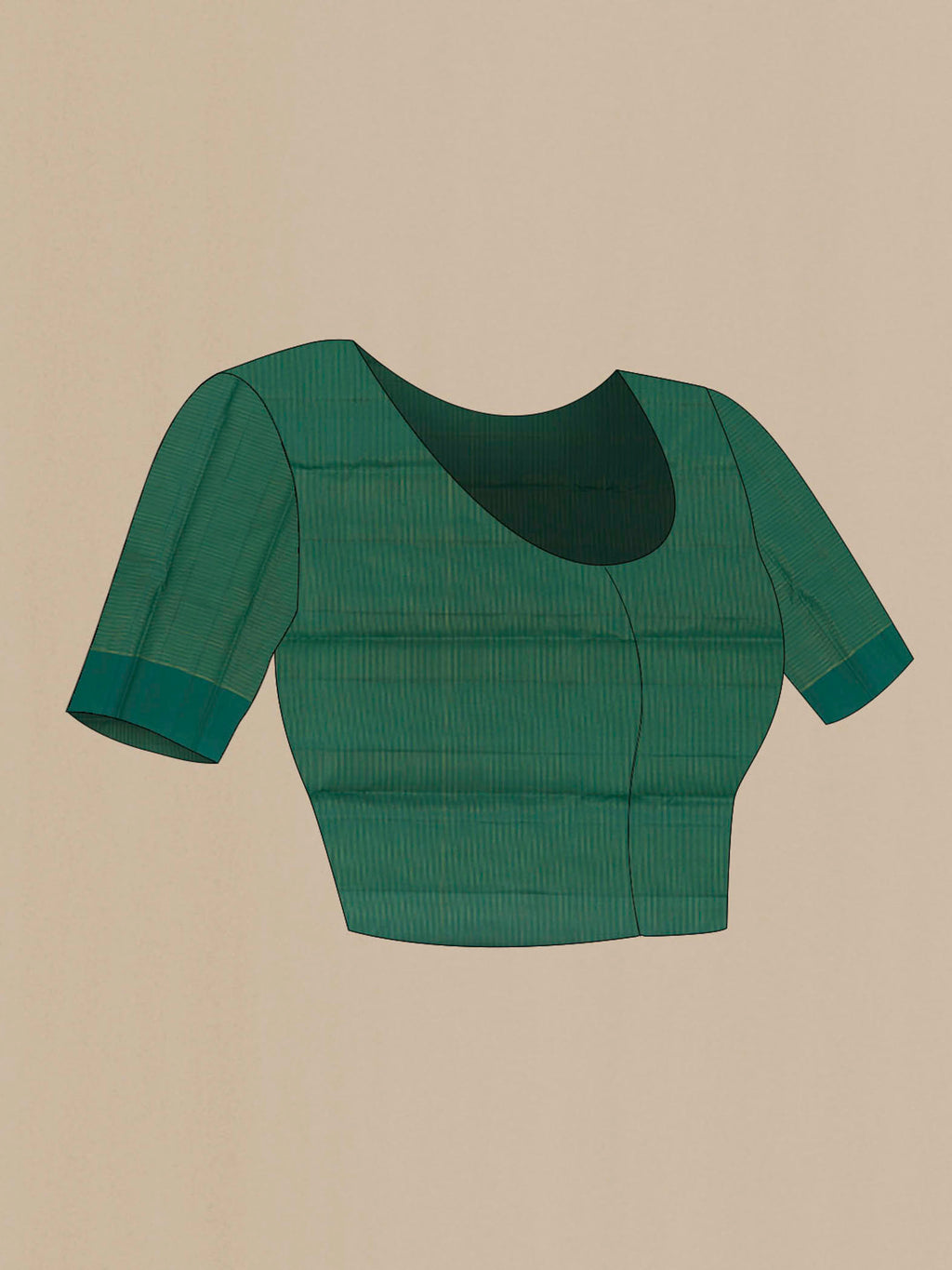 Close up image of the blouse of Bottle Green Kanchipuram Silk Saree with Zari Butta on the body and Zari Border