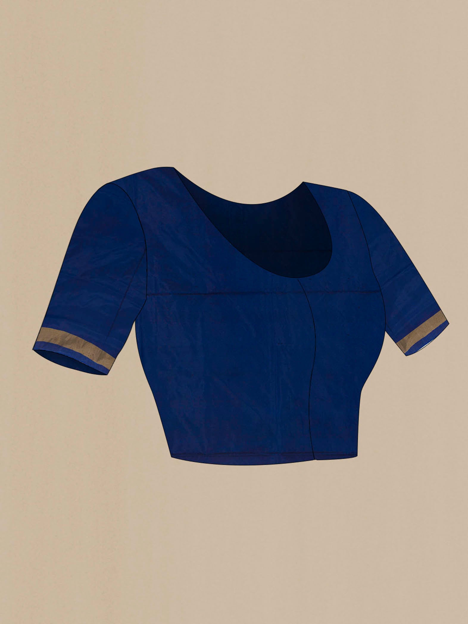 Close up image of the blouse of Sea Green Pochampally Silk Saree with Ikat design on the body and Zari Border