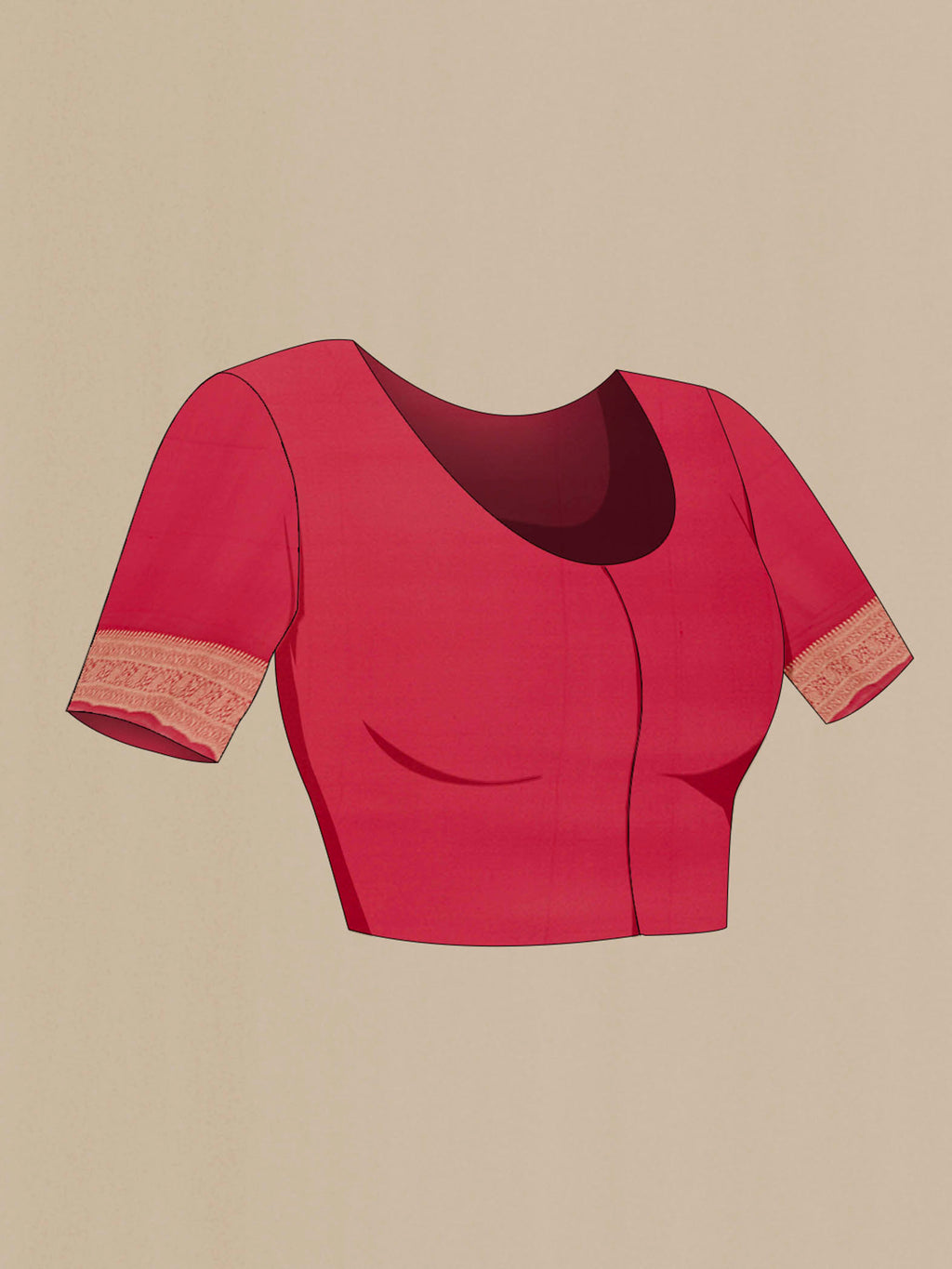 Close up image of the blouse of Off White Banarasi Georgette Saree with Zari Brocade on the body and Zari Border